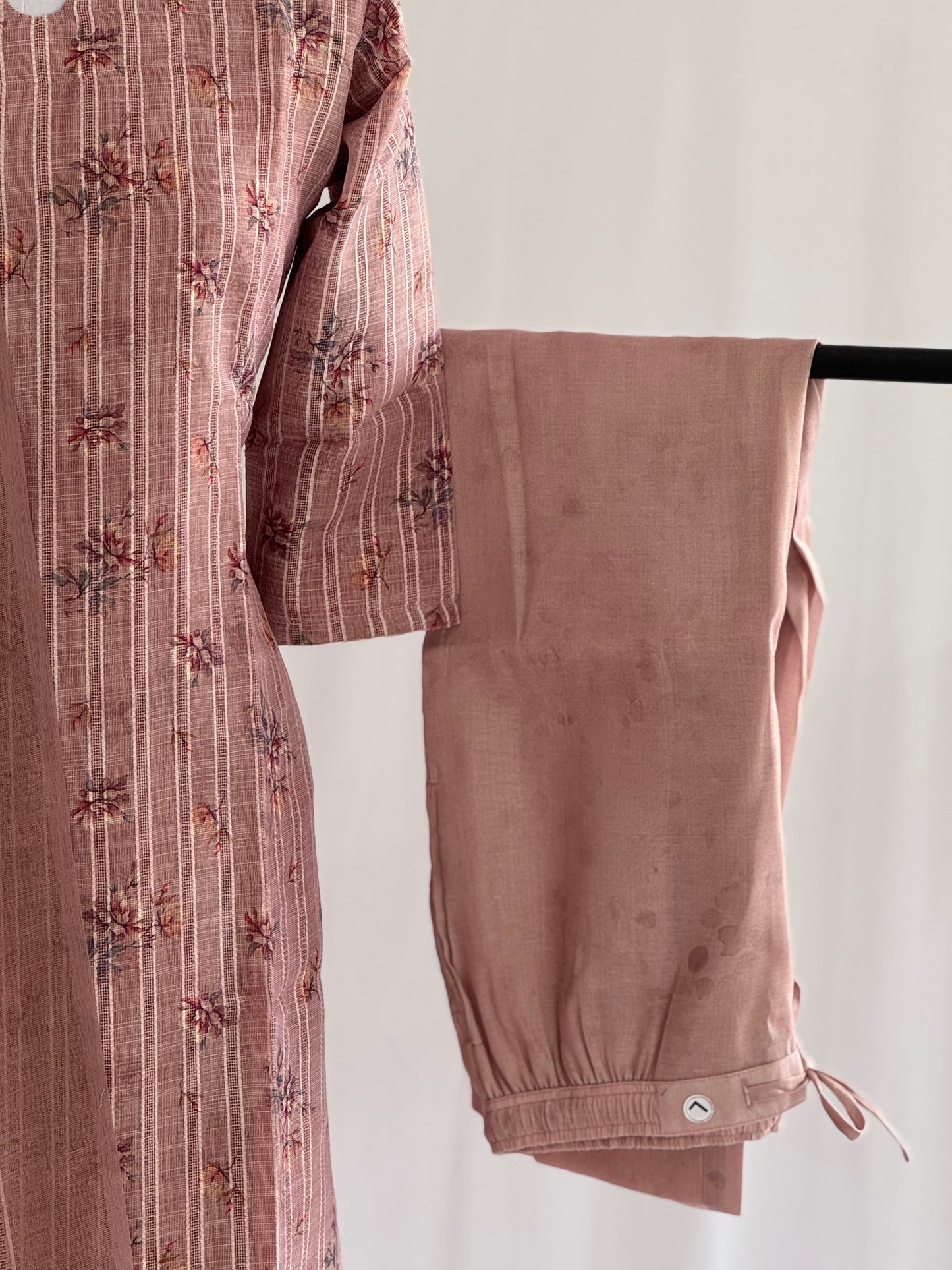 Baby Pink Floral Tissue Linen Set