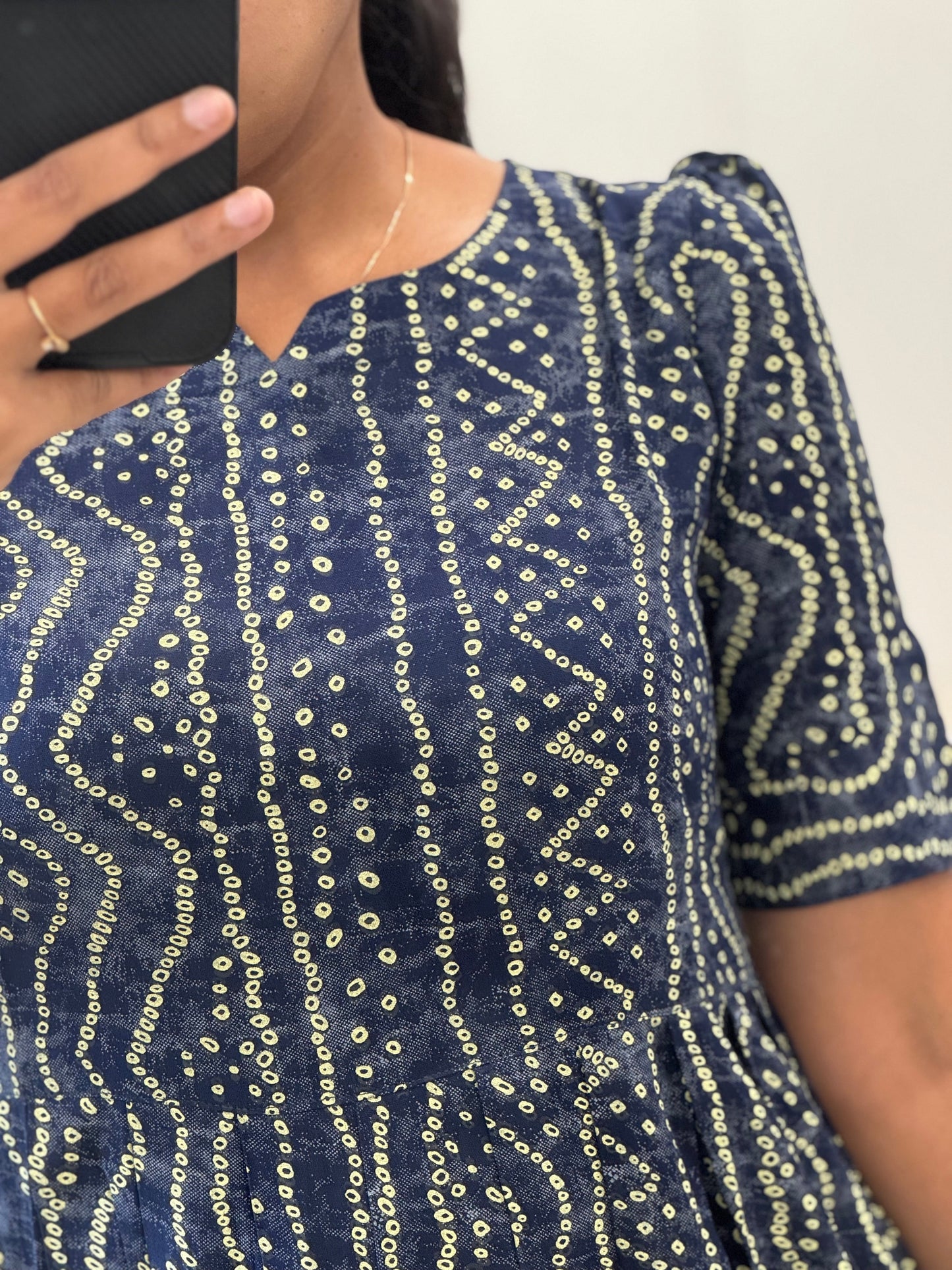 Bandhani Printed Rayon Umbrella Kurti
