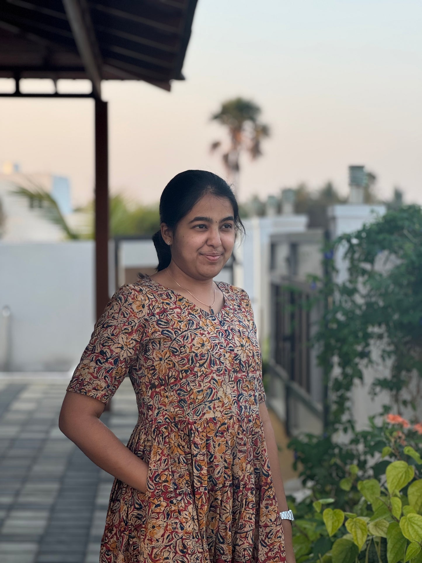 Auburn Maroon Kalamkari Cotton Maxi