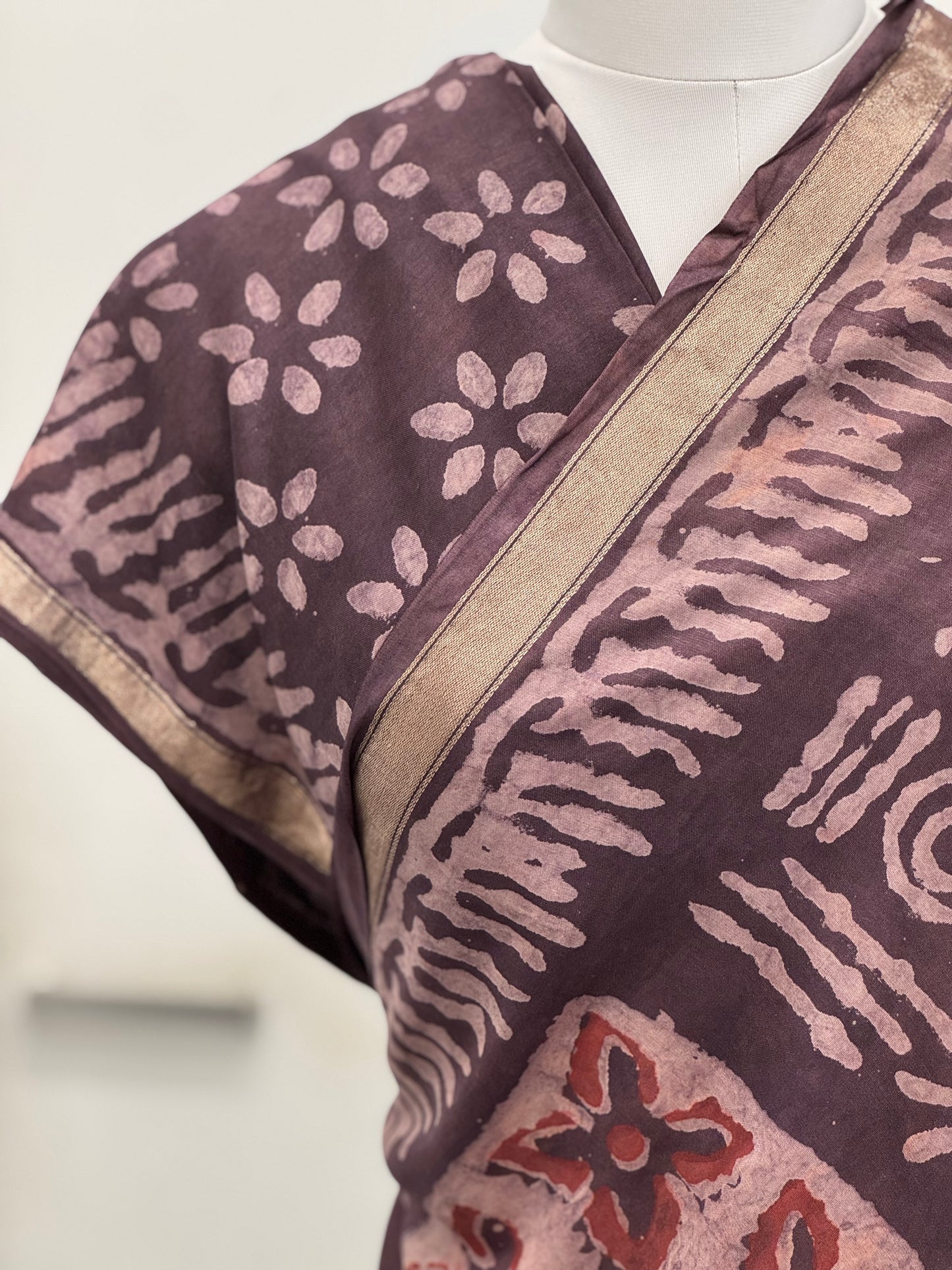 Pure Hand block printed Modal Silk Saree