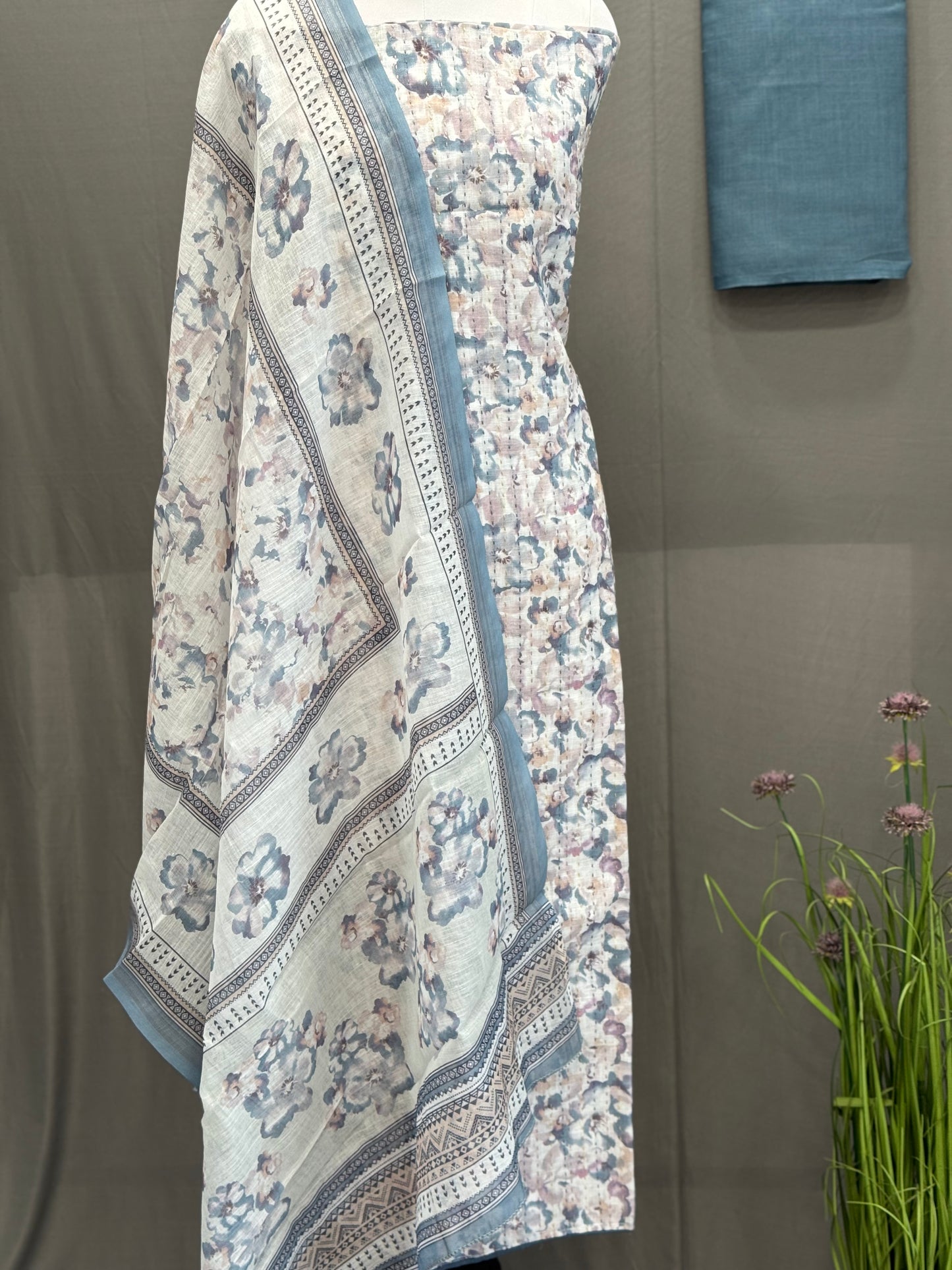 Lilen Digital Printed Unstitched Suit with Kantha Work