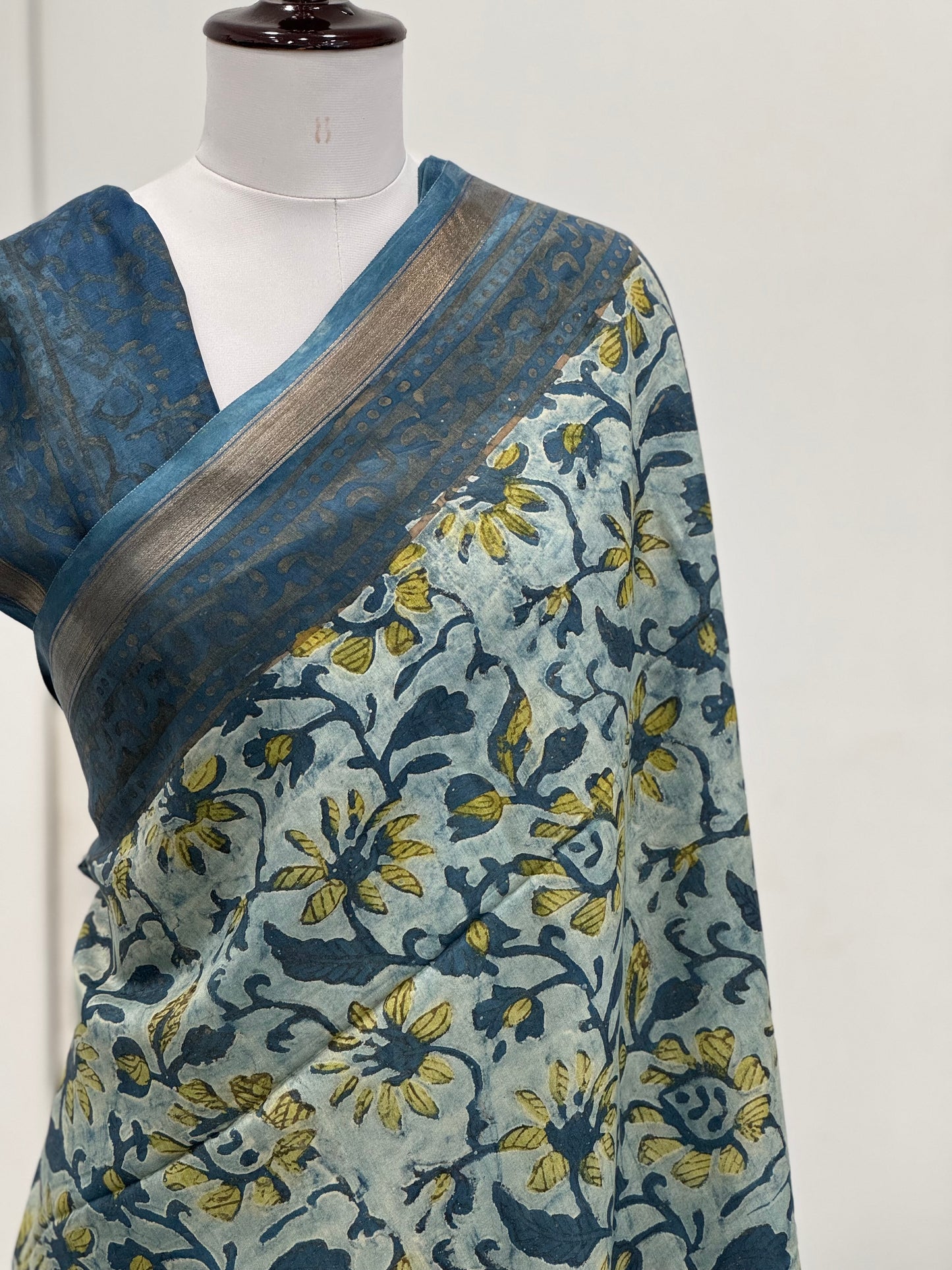 Pure Hand block printed Modal Silk Saree