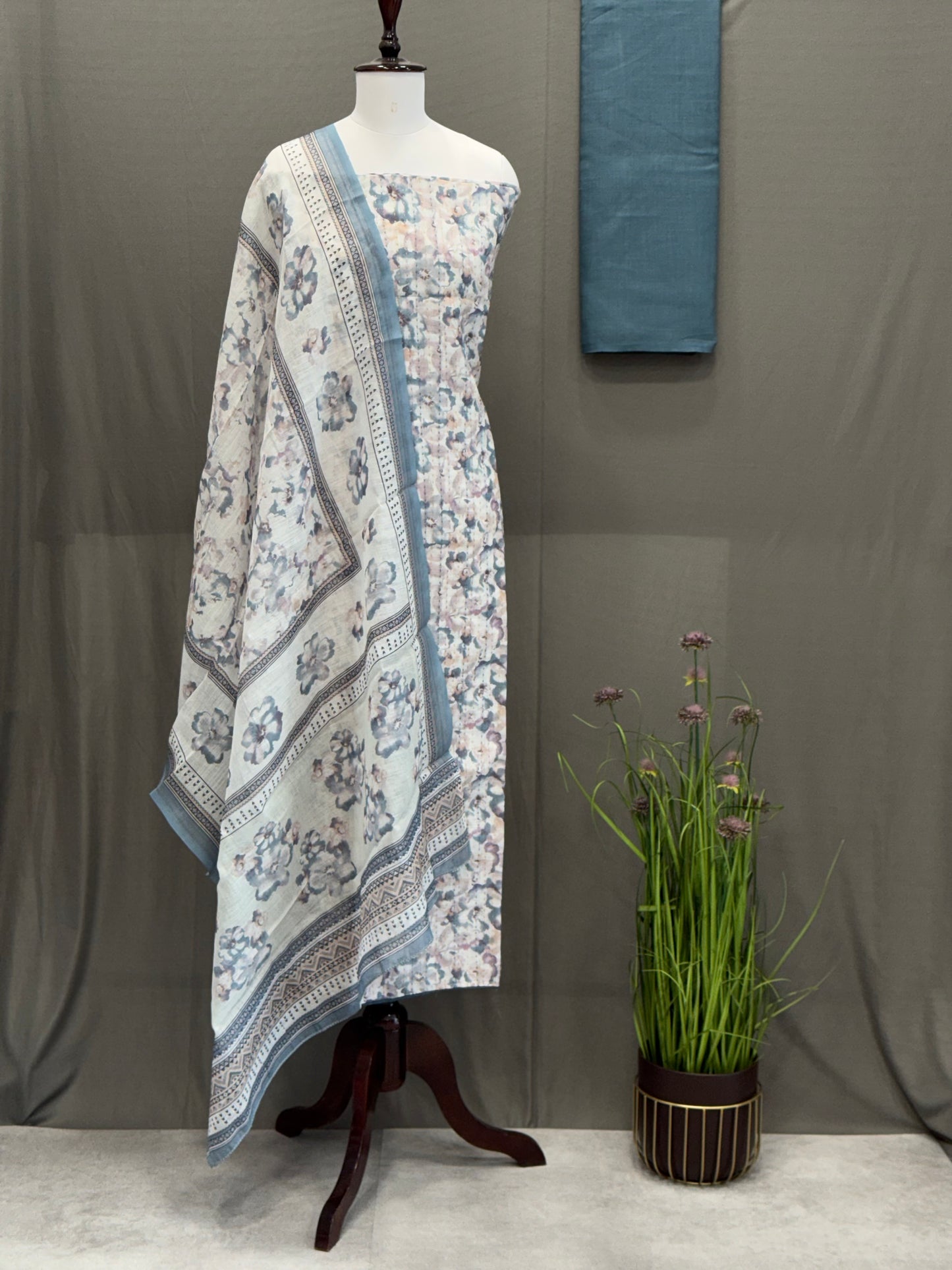 Lilen Digital Printed Unstitched Suit with Kantha Work