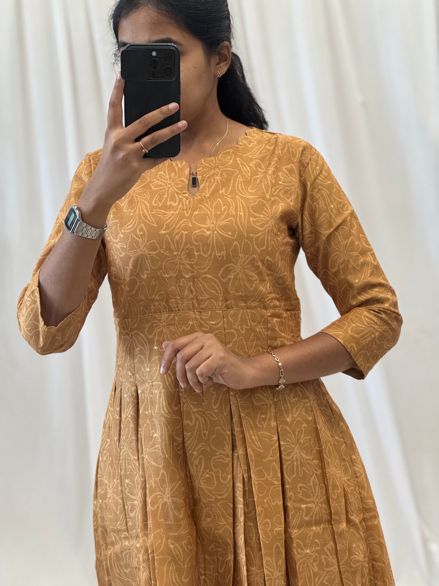 Chanderi Silk Box Pleated Maxi