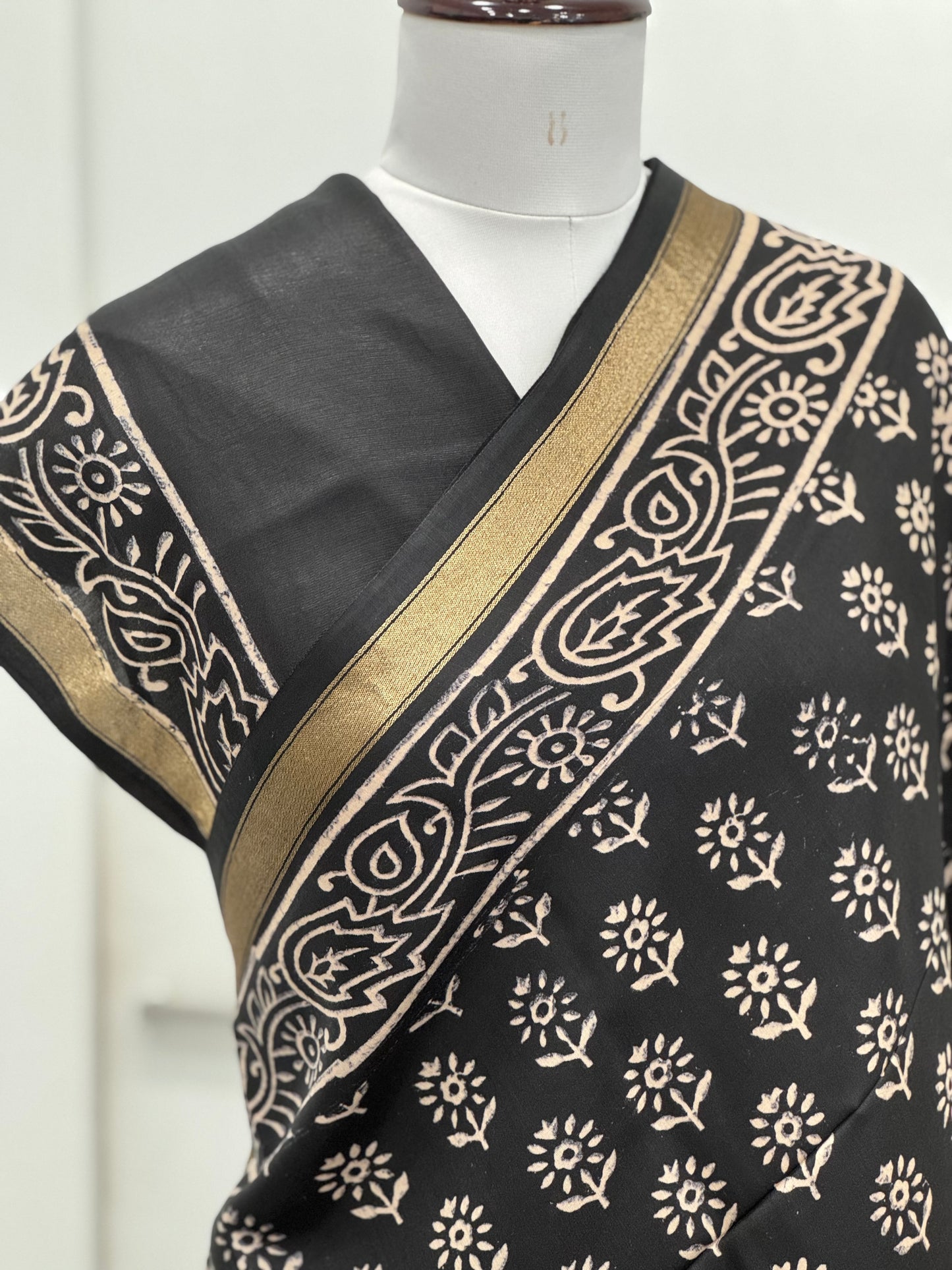 Pure Hand block printed Modal Silk Saree