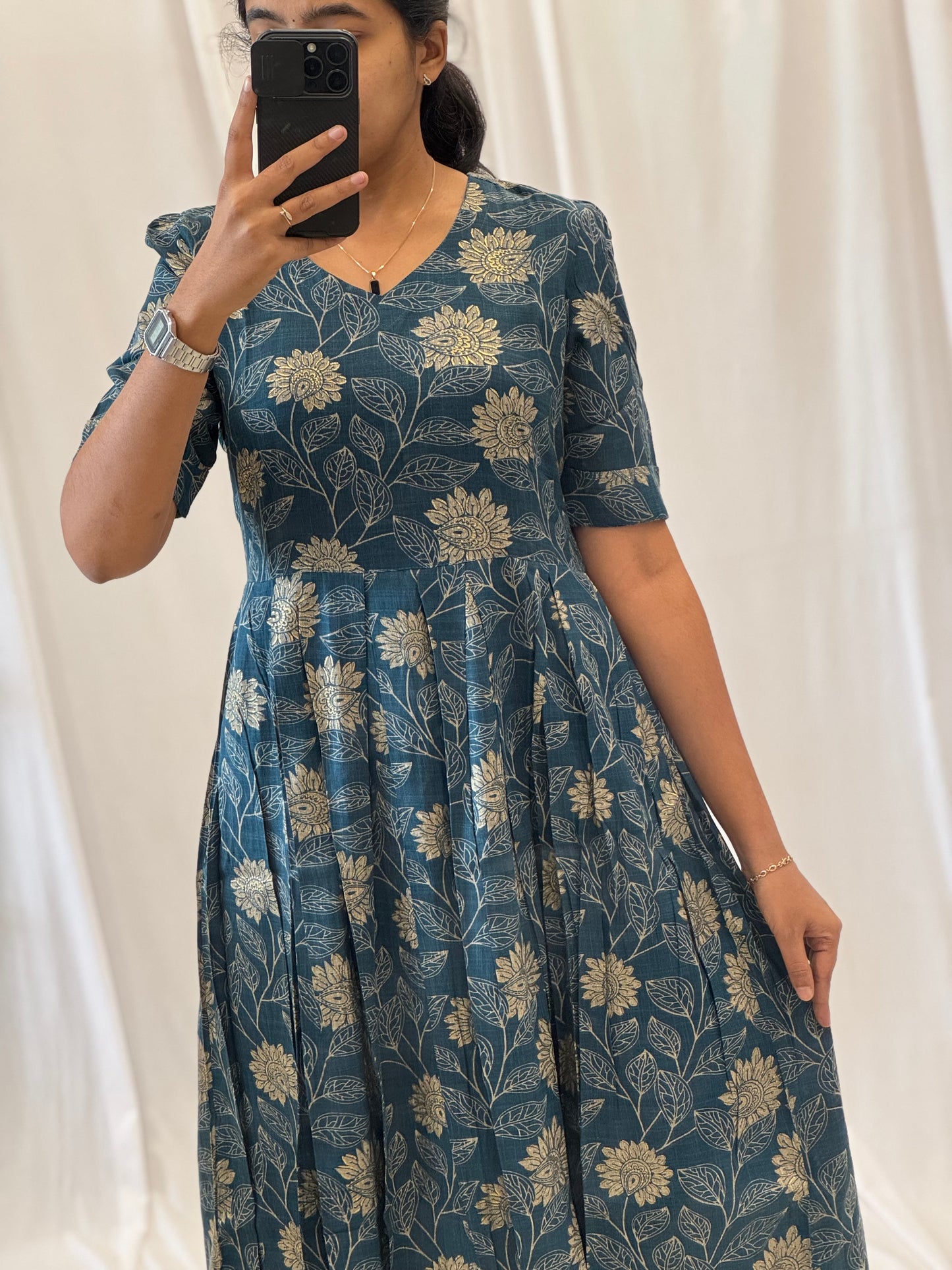 Foil Printed Rayon Umbrella Kurti