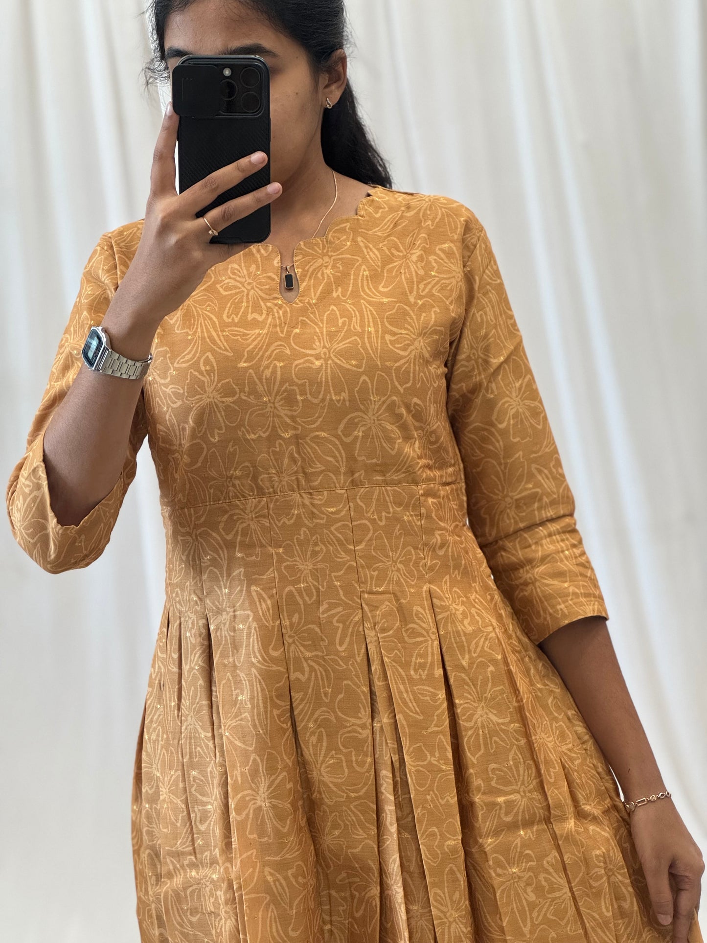 Chanderi Silk Box Pleated Maxi