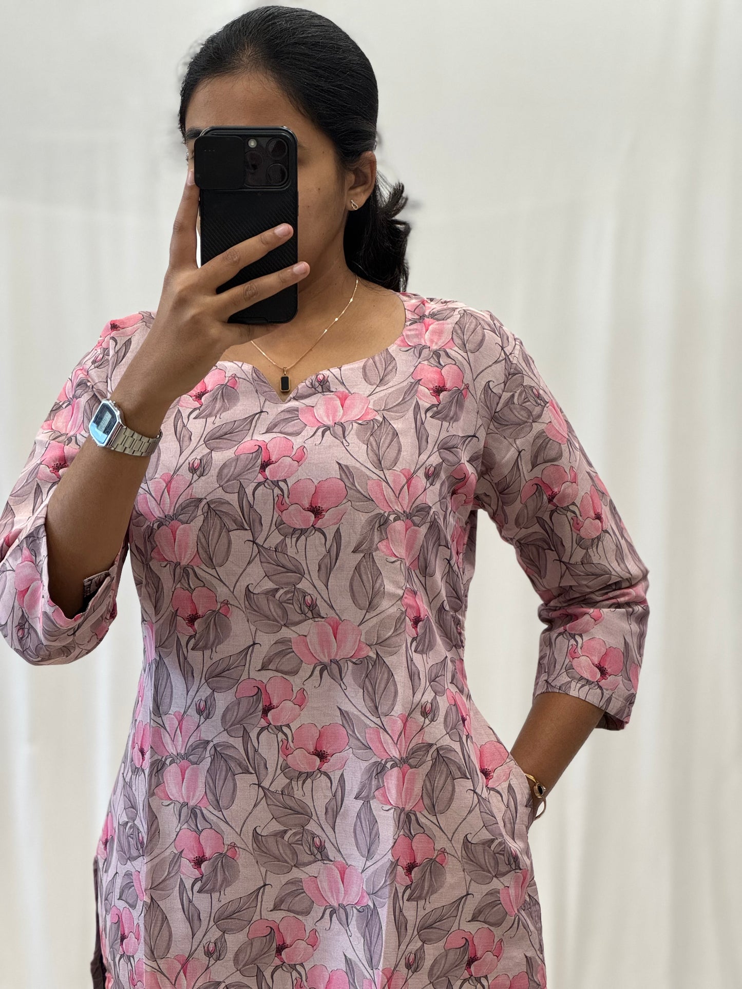 Tissue Chanderi Straight Kurti