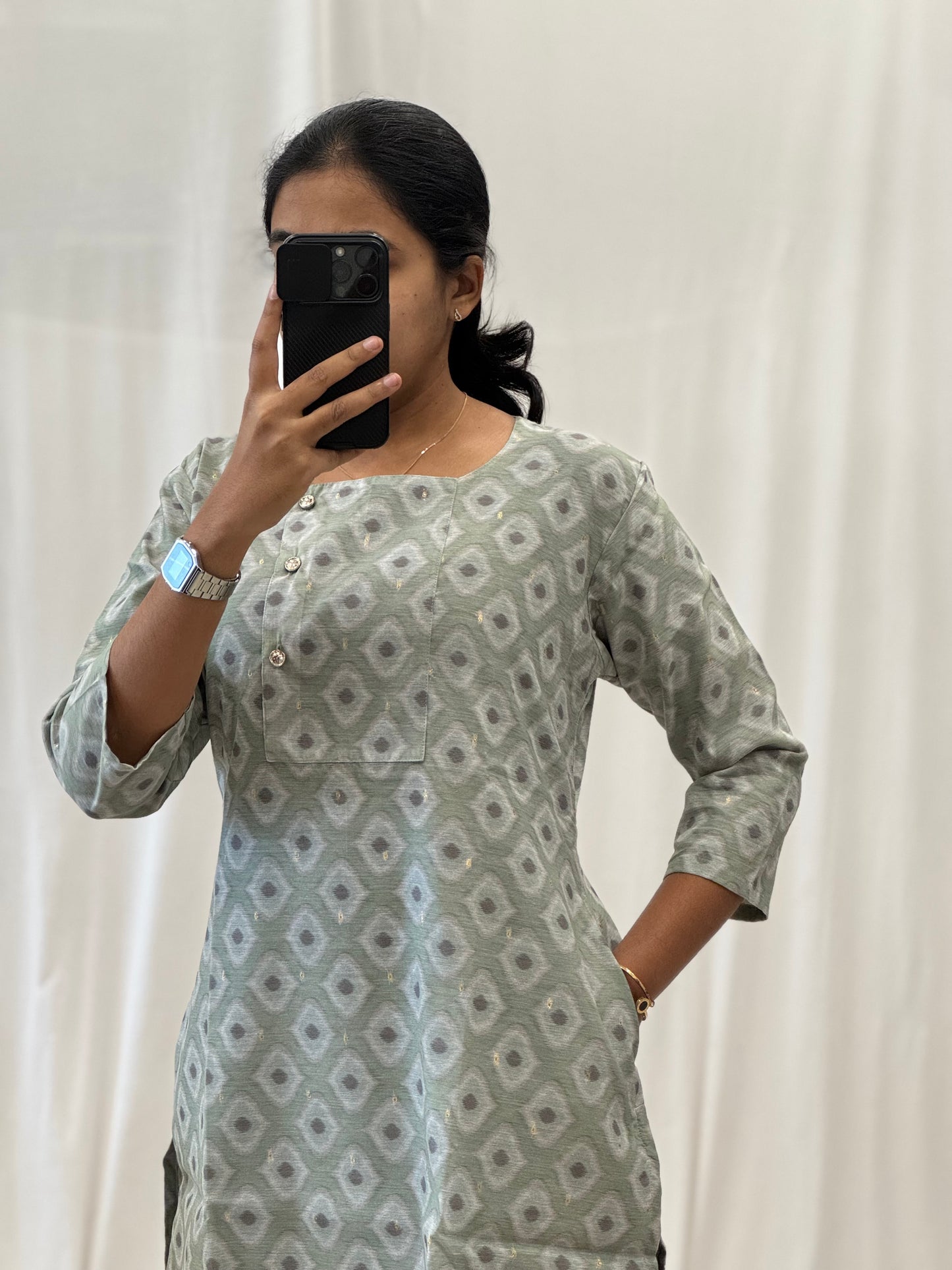 Chanderi Cotton Staright Kurti