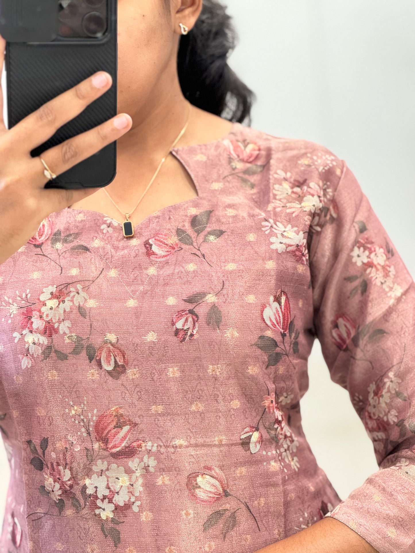 Tissue Straight Kurti With Lining