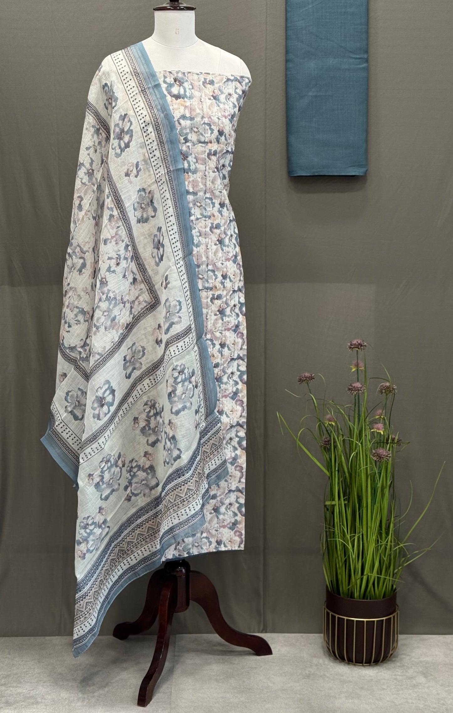 Lilen Digital Printed Unstitched Suit with Kantha Work