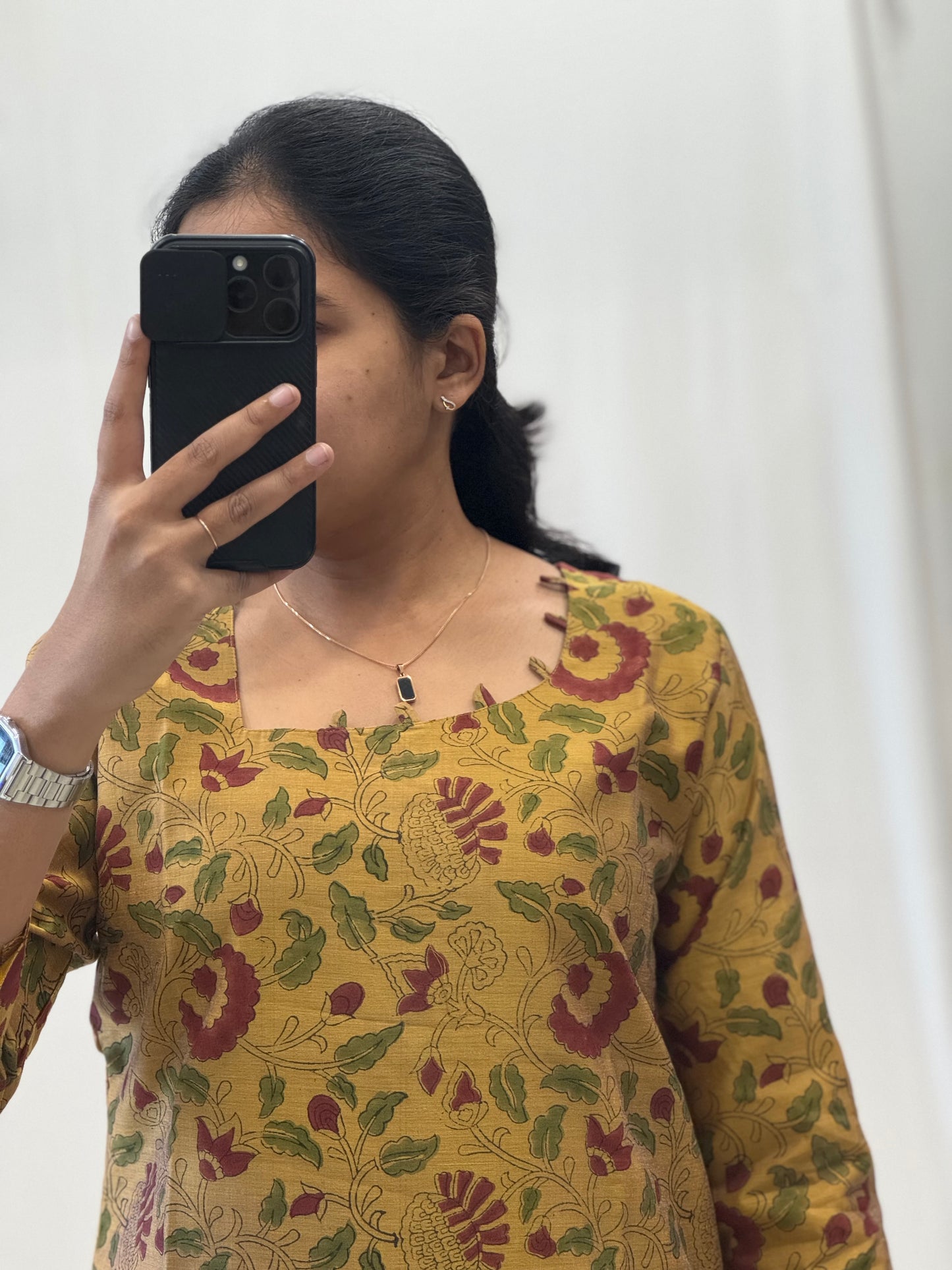 Kalamkari Printed Chanderi Cotton A Line Dress
