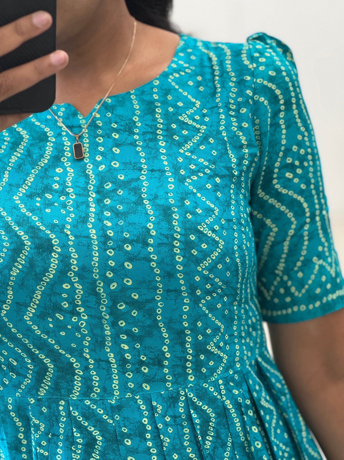 Bandhani Printed Rayon Umbrella Kurti