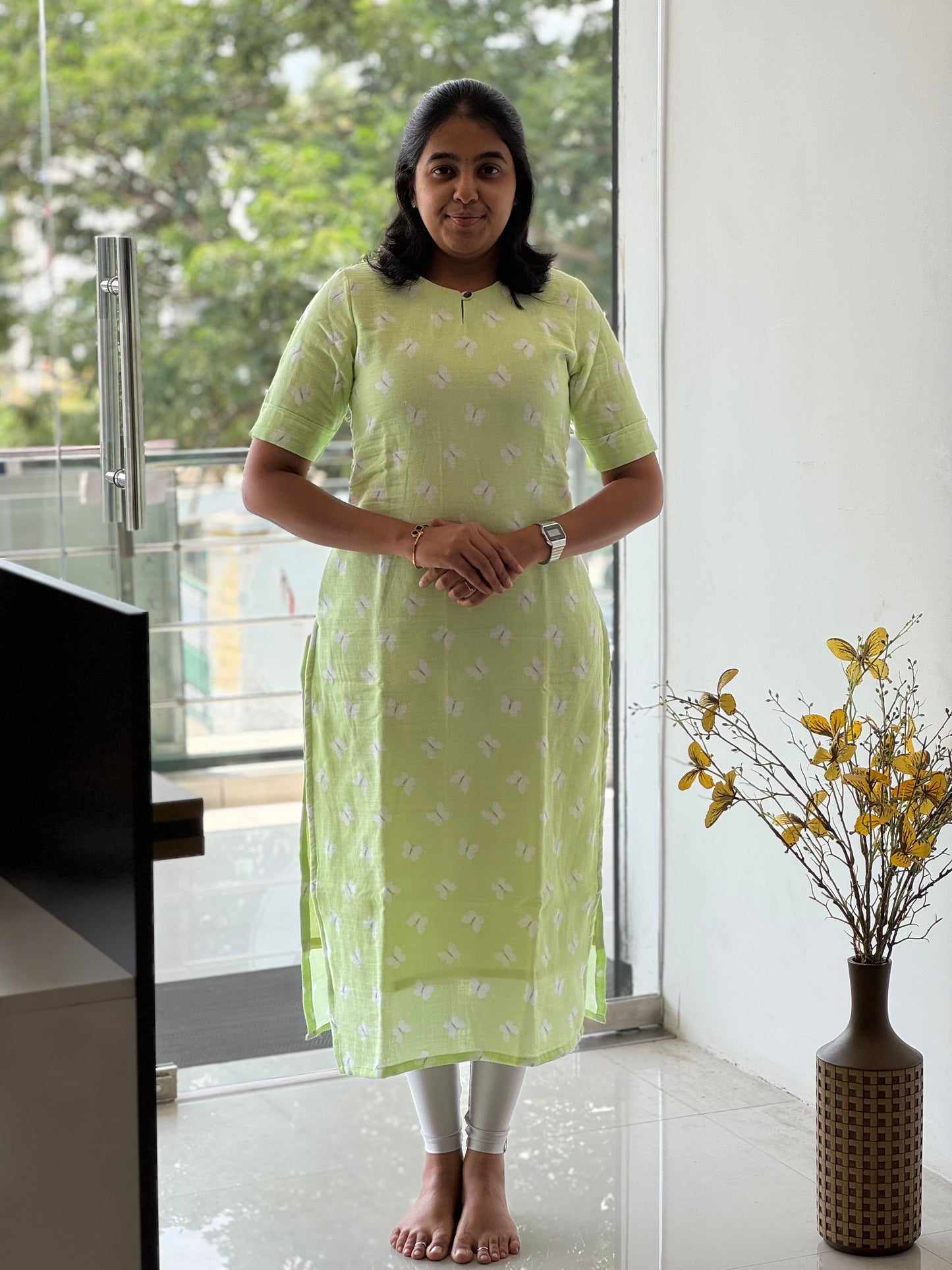Pista Green Muslin Kurti with Lining