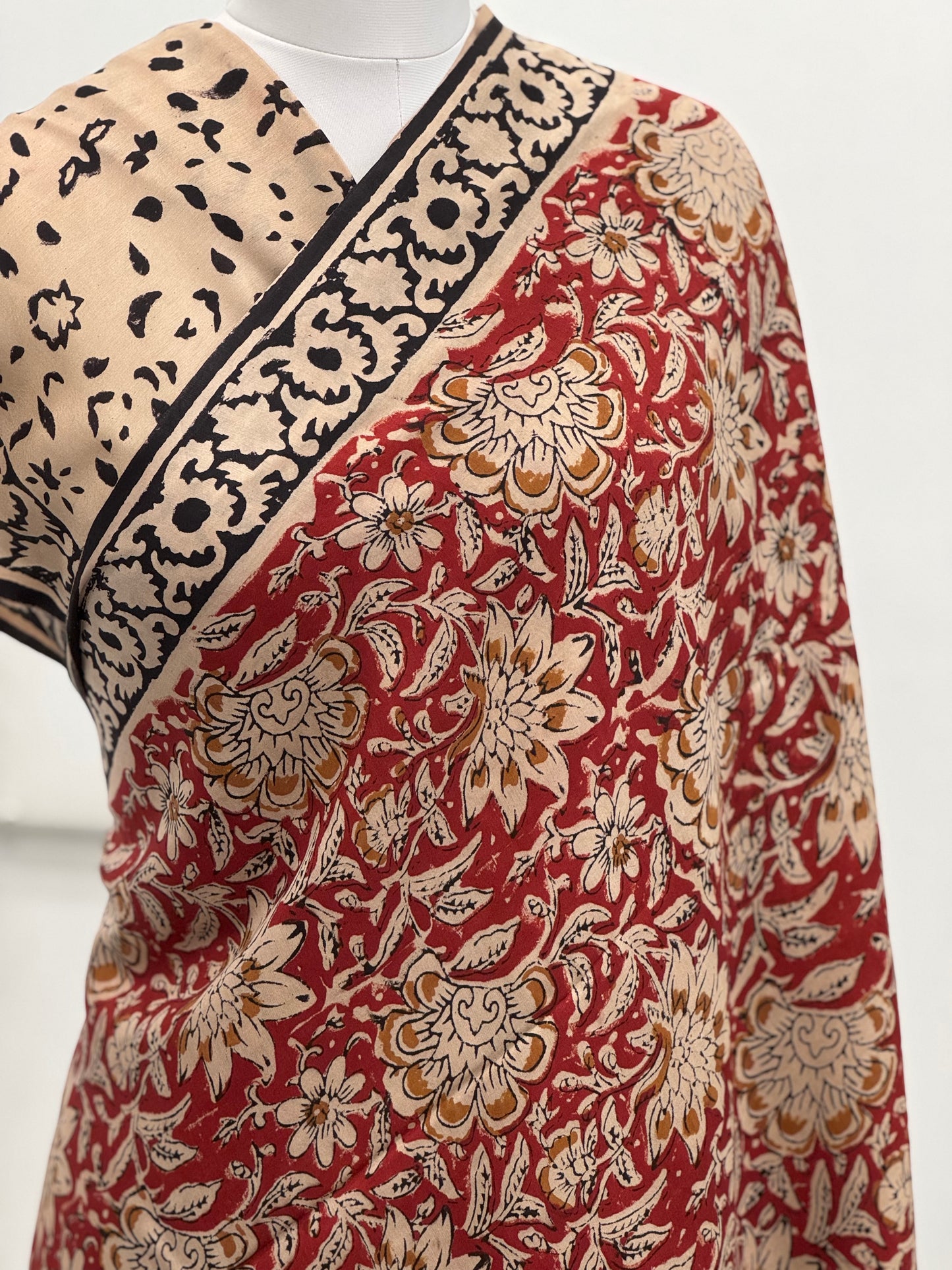 Pure Hand block printed Modal Silk Saree