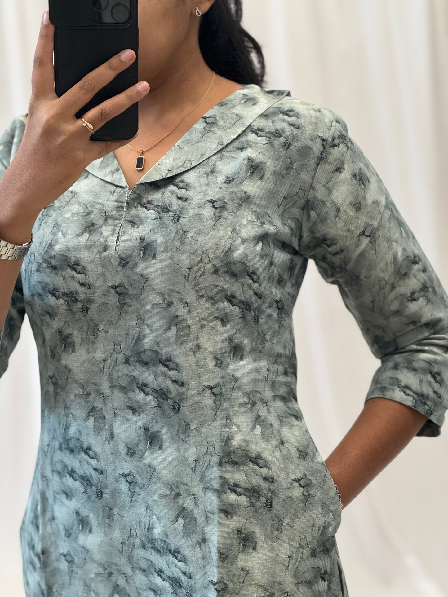 Marble printed tissue Kurti with Lining