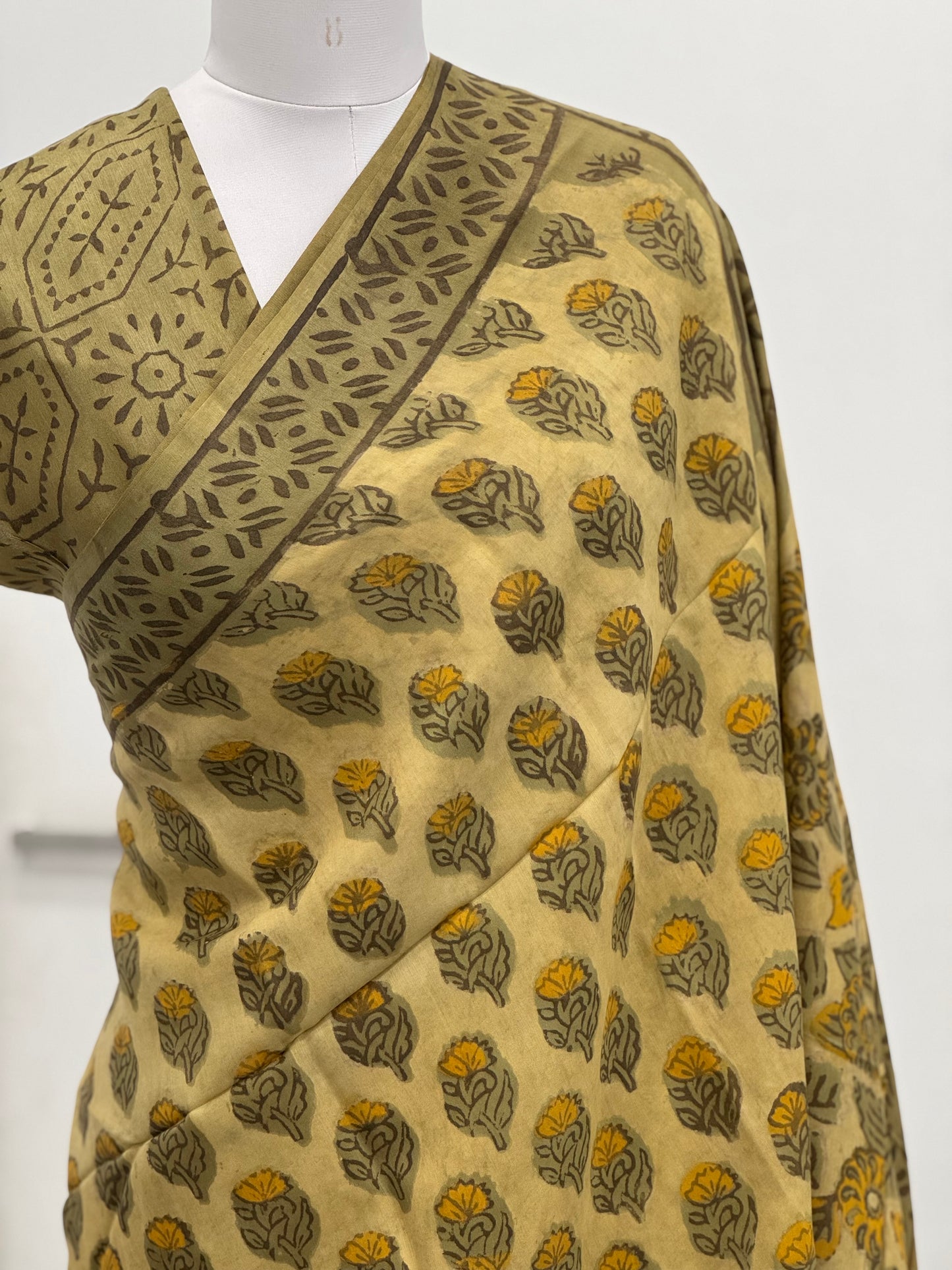 Pure Hand block printed Modal Silk Saree