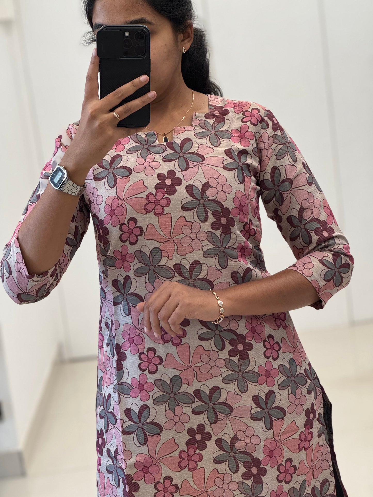 Tissue Straight Kurti With Lining