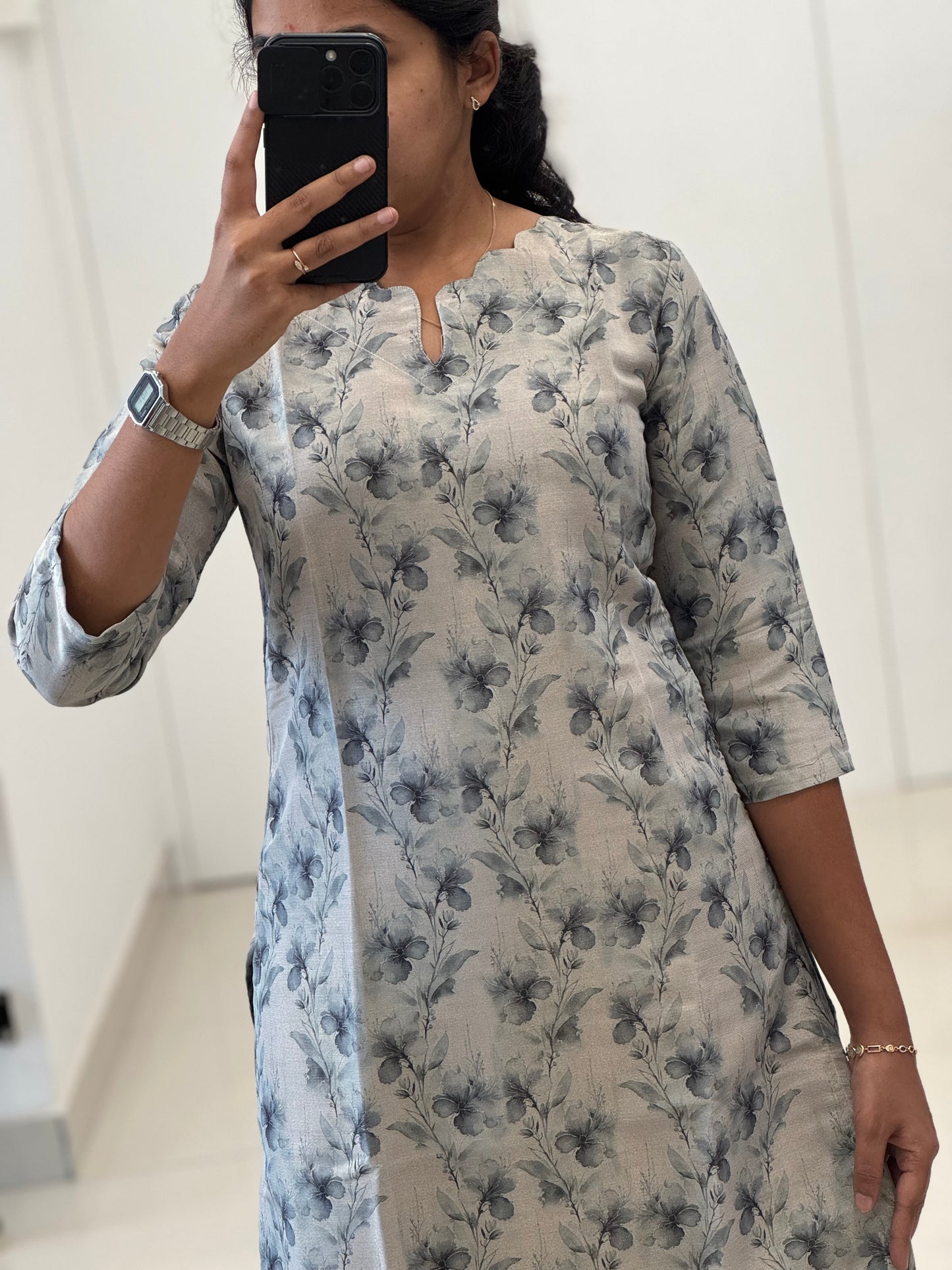 Tissue Straight Kurti With Lining