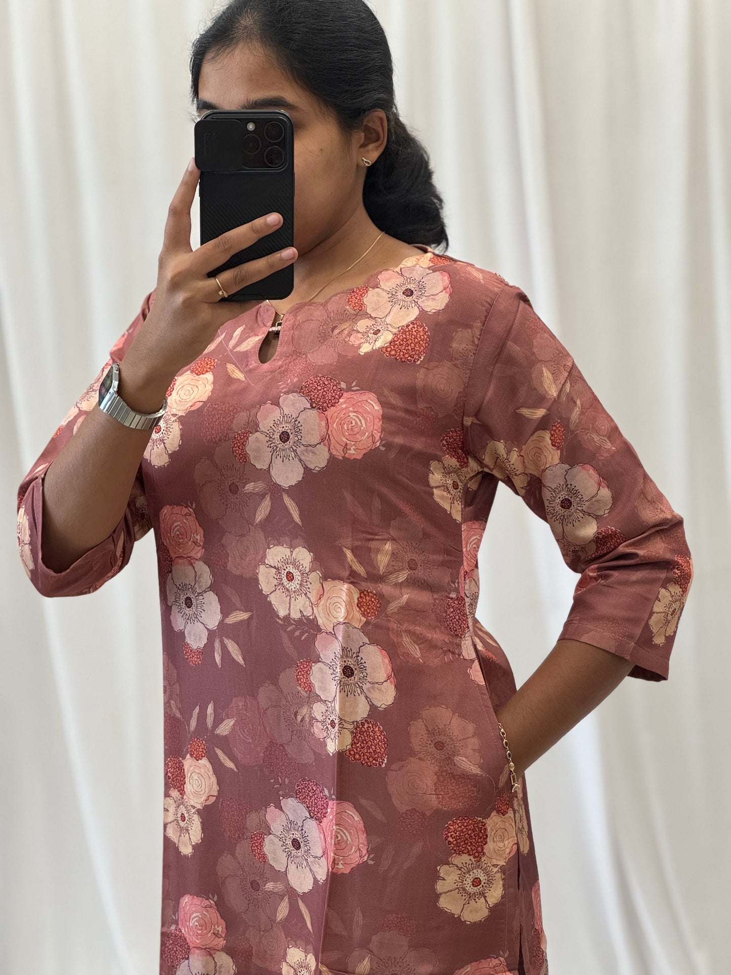 Muslin Chanderi Straight Kurti