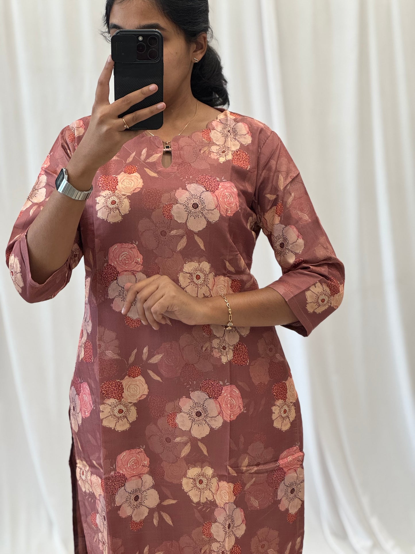 Muslin Chanderi Straight Kurti