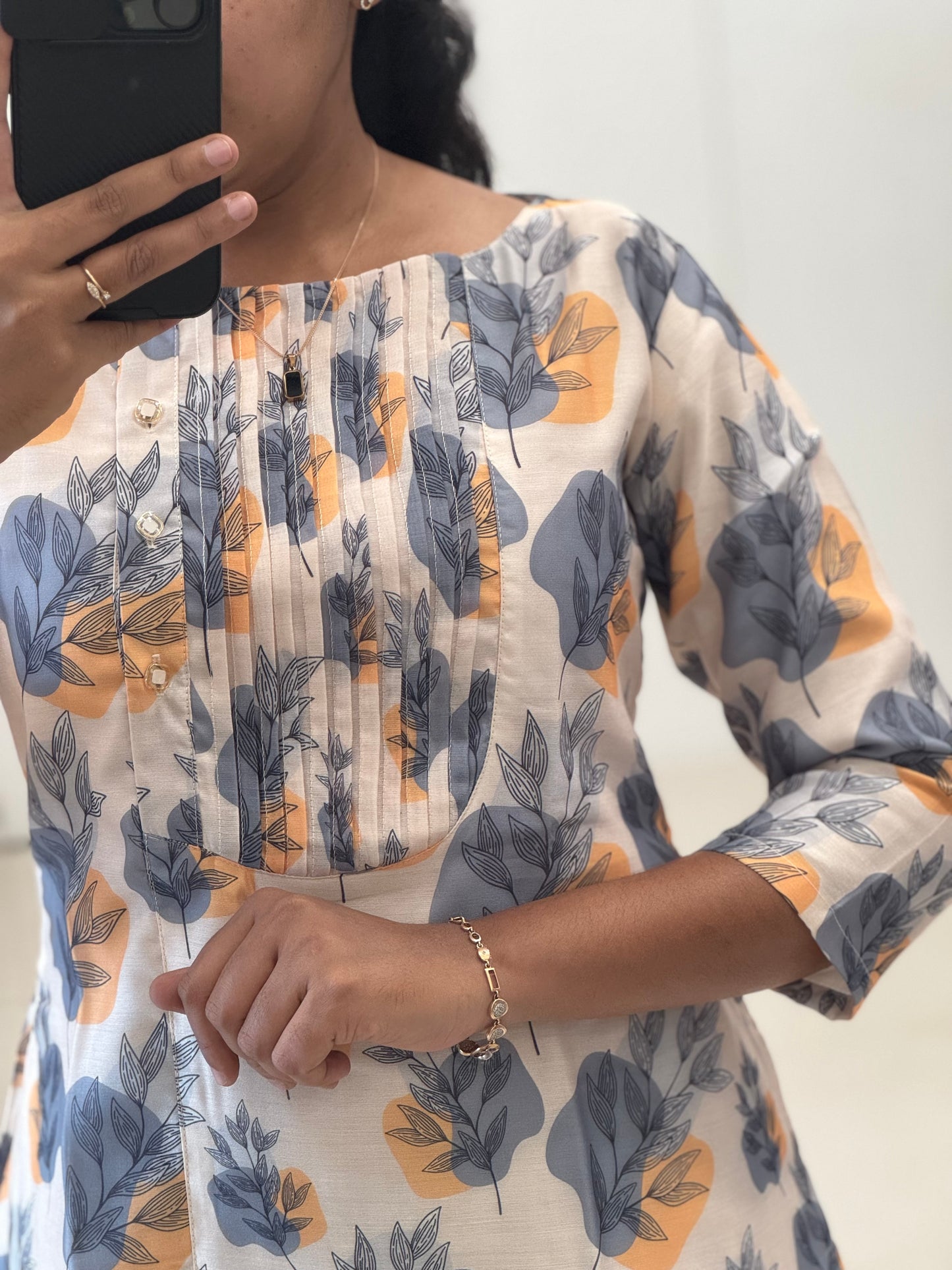 Chanderi Cotton Straight Kurti With Lining