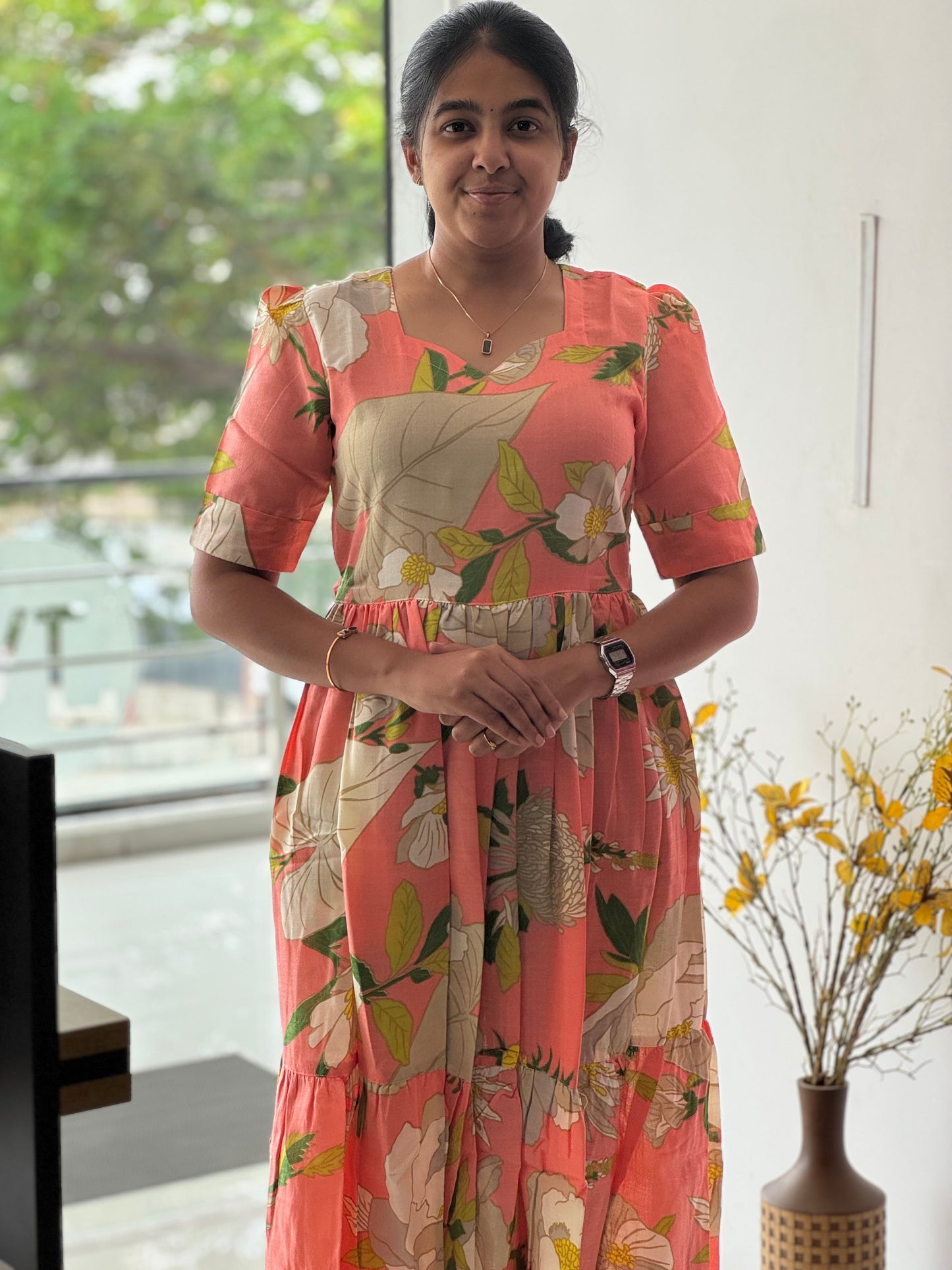 Cotton Two-Tier Maxi with Back Knot