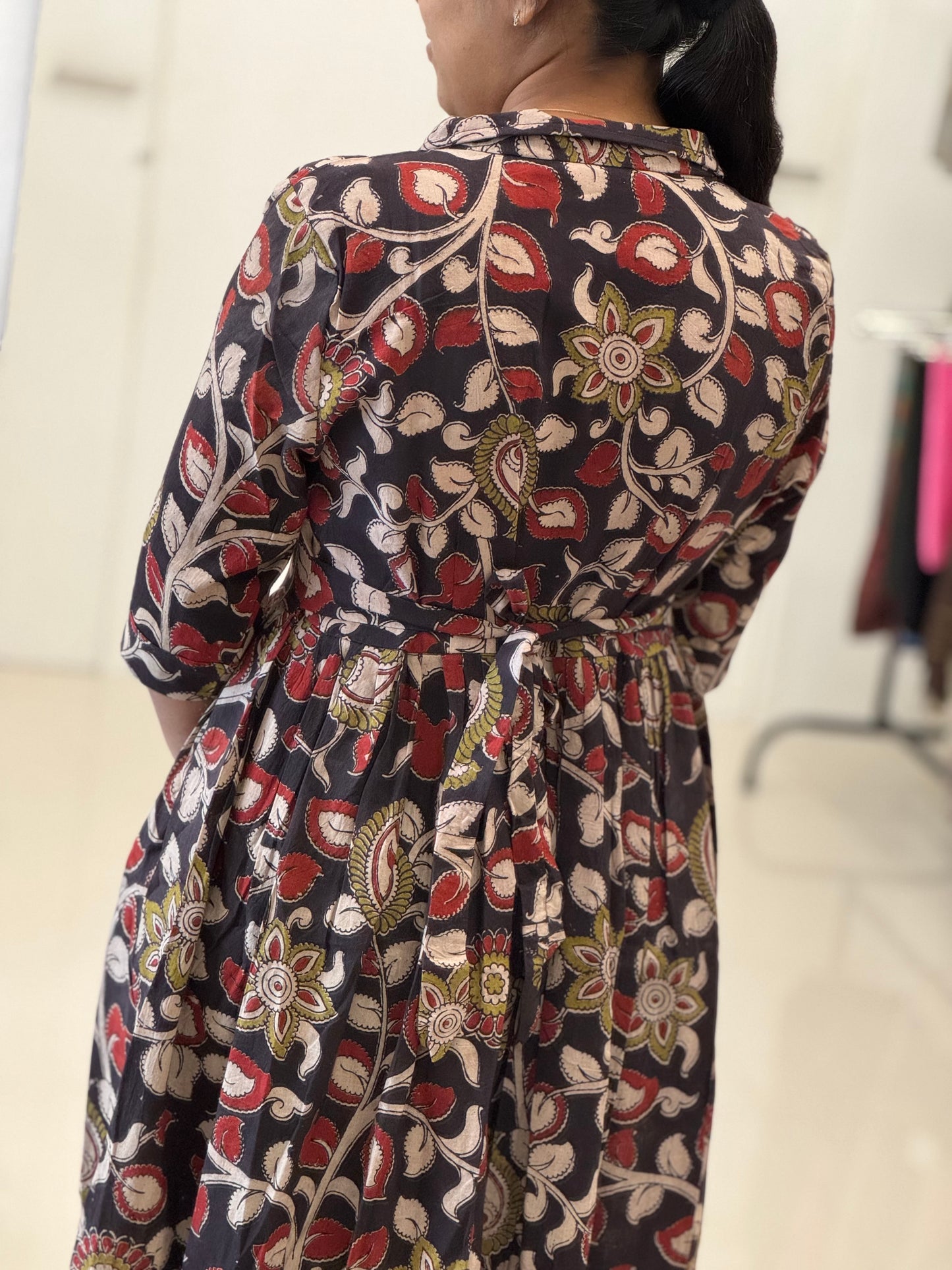 Pure Handblock Kalamkari Cotton Umbrella Kurti