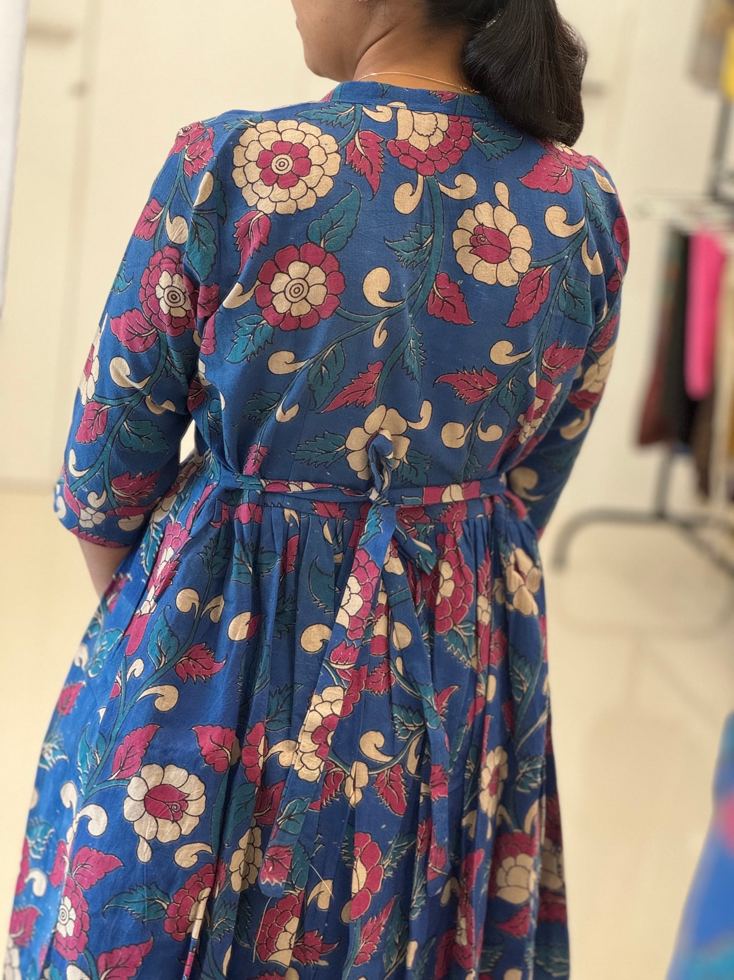 Pure Handblock Kalamkari Cotton Umbrella Kurti