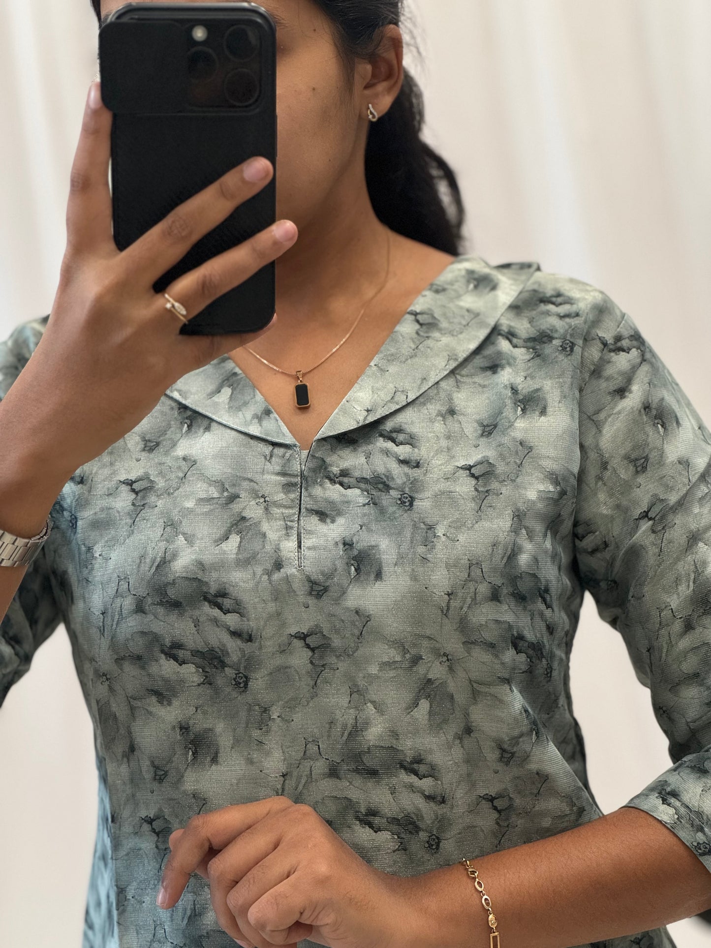 Marble printed tissue Kurti with Lining