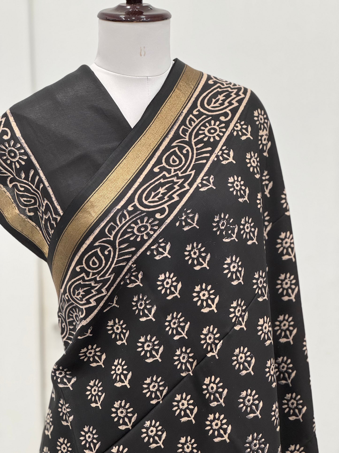 Pure Hand block printed Modal Silk Saree
