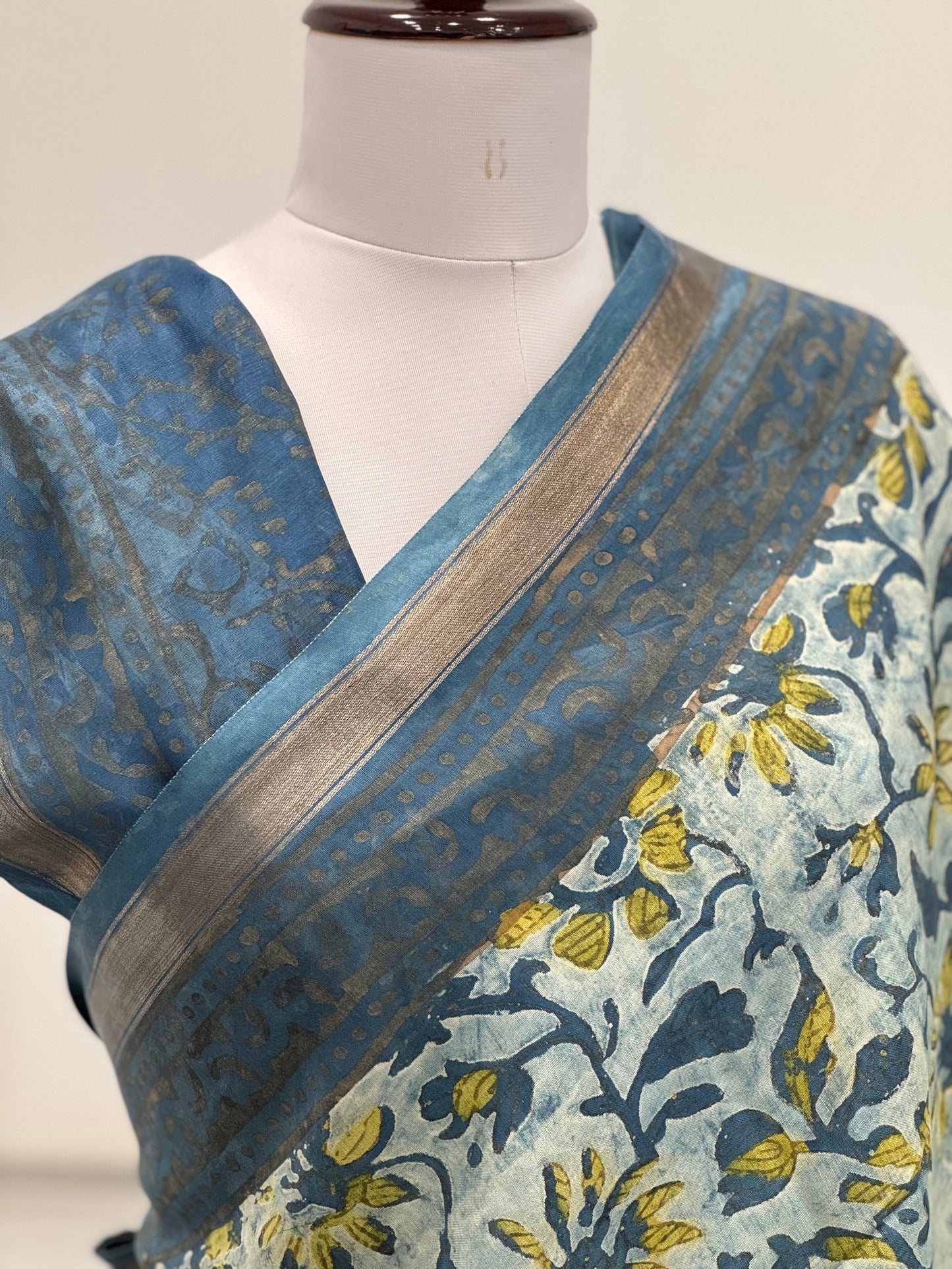 Pure Hand block printed Modal Silk Saree