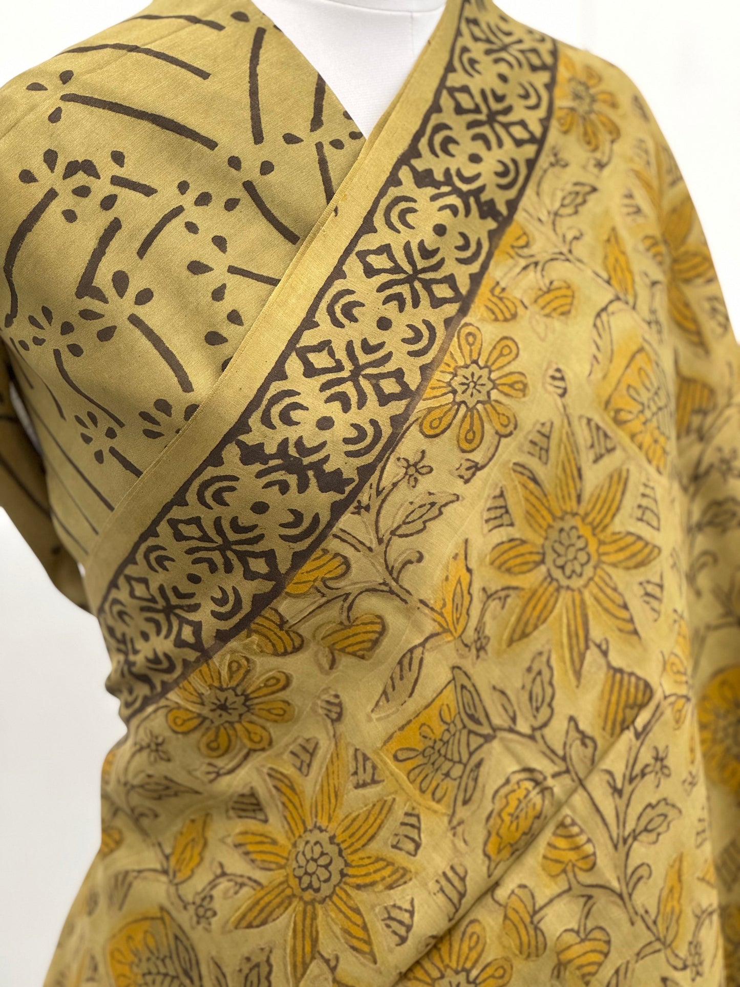 Pure Hand block printed Modal Silk Saree