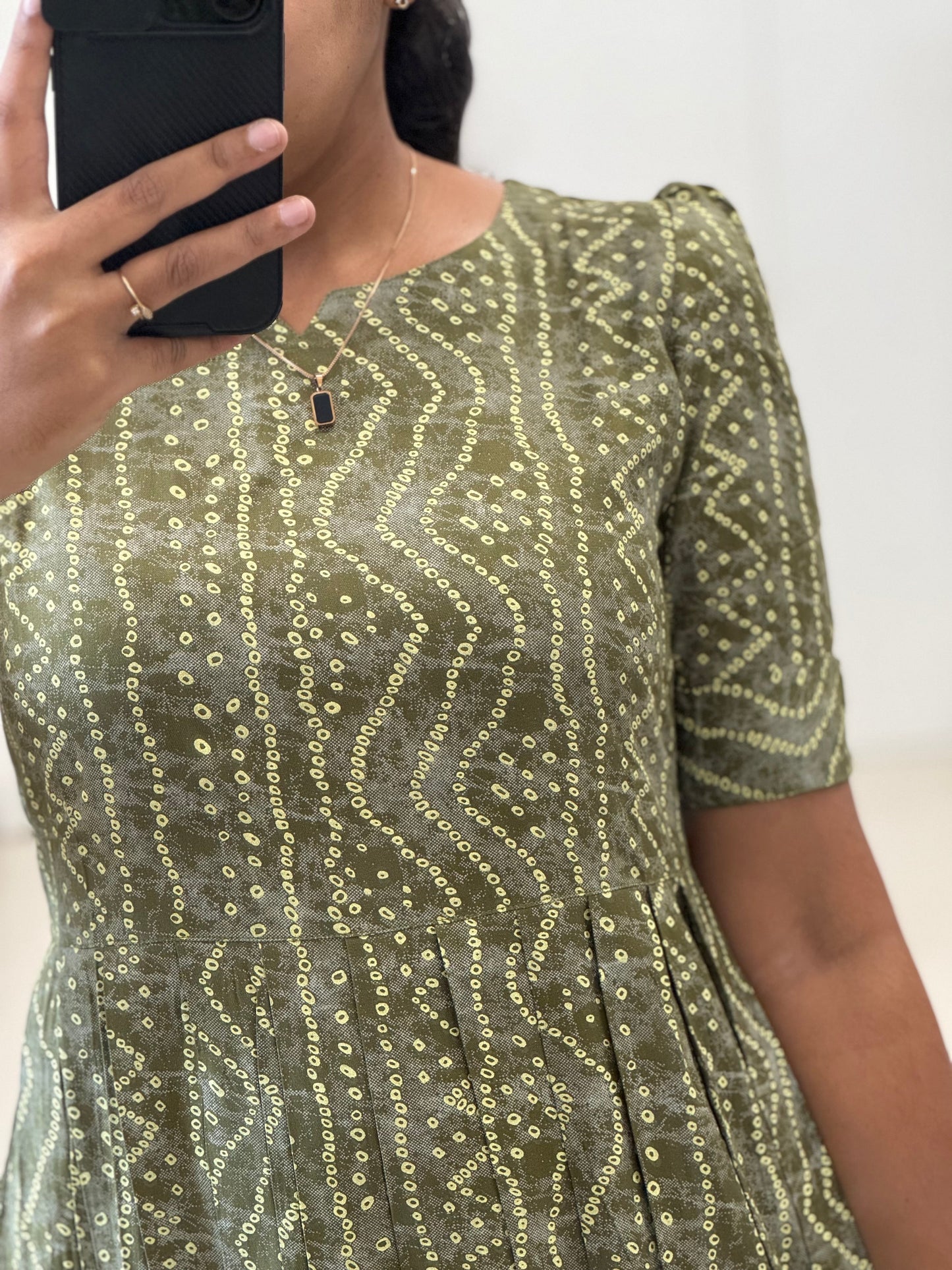 Bandhani Printed Rayon Umbrella Kurti