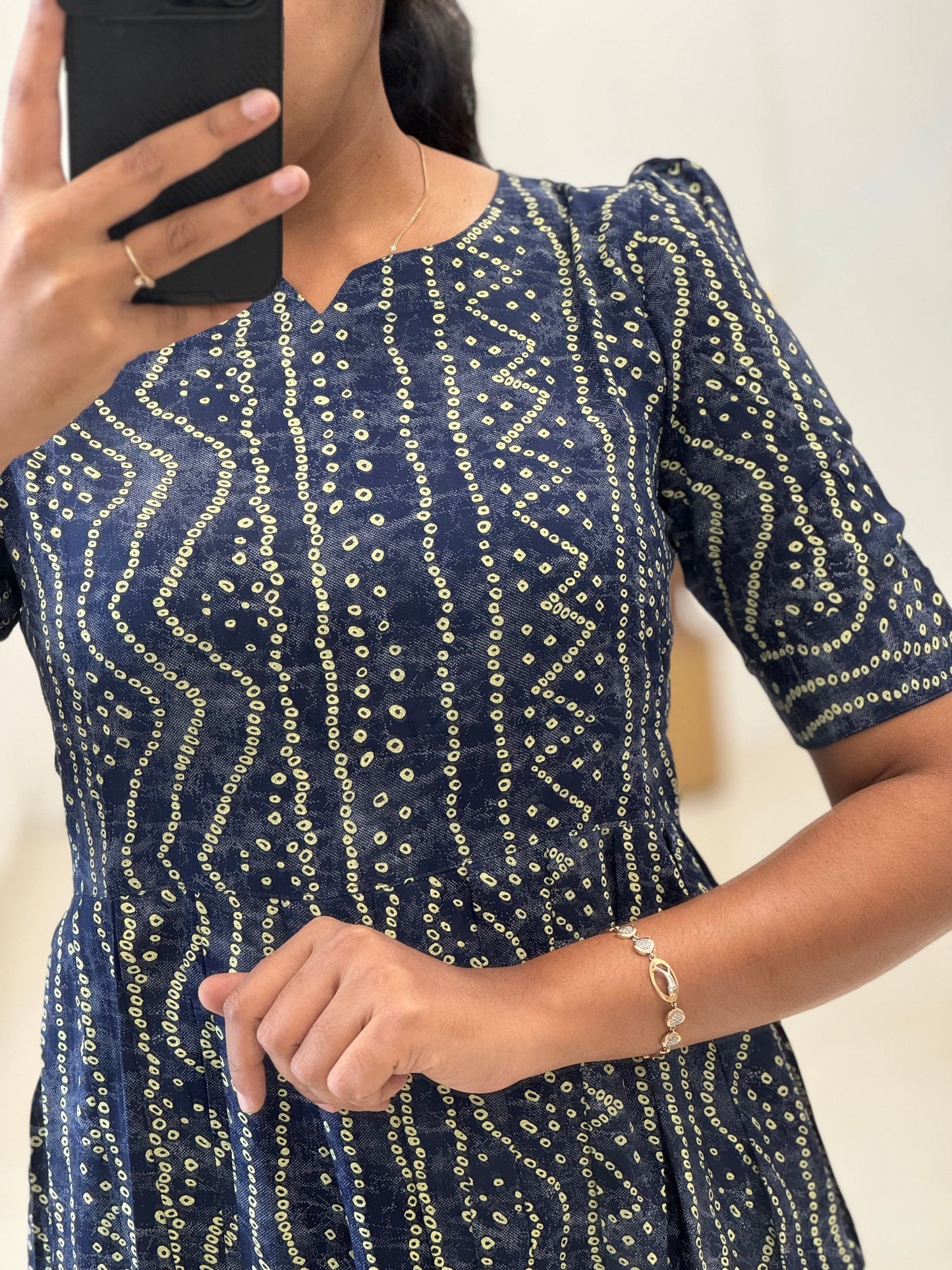 Bandhani Printed Rayon Umbrella Kurti