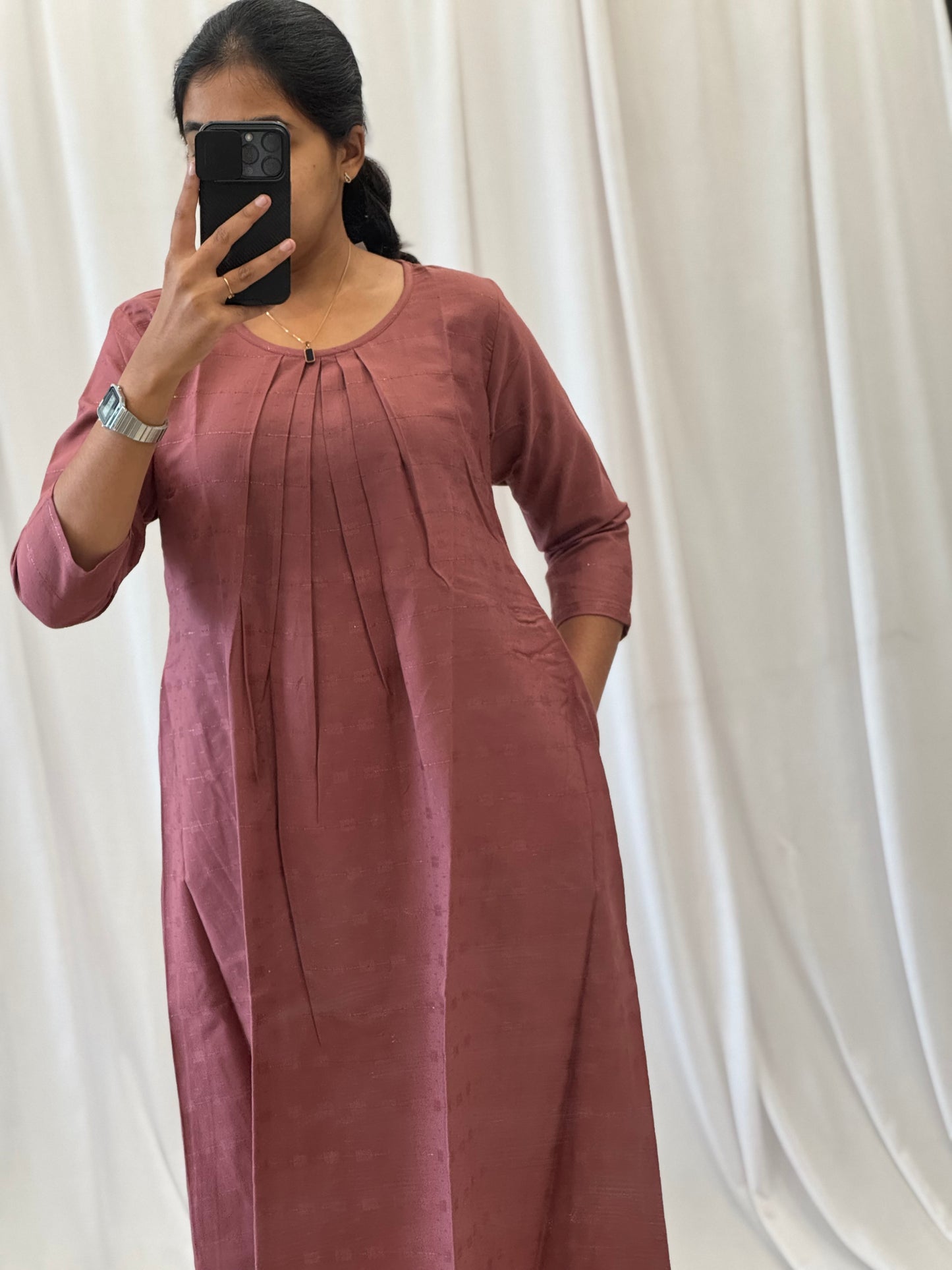Pintuck patterned A Line Kurti