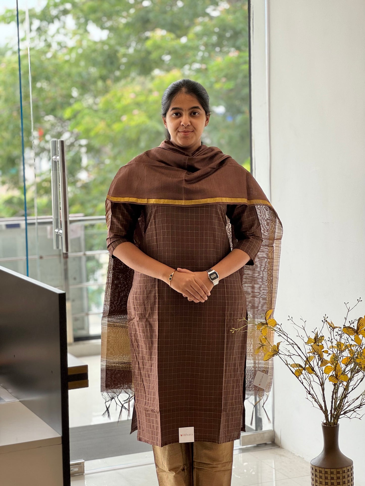 Walnut Brown Slub Cotton 3 Piece Set