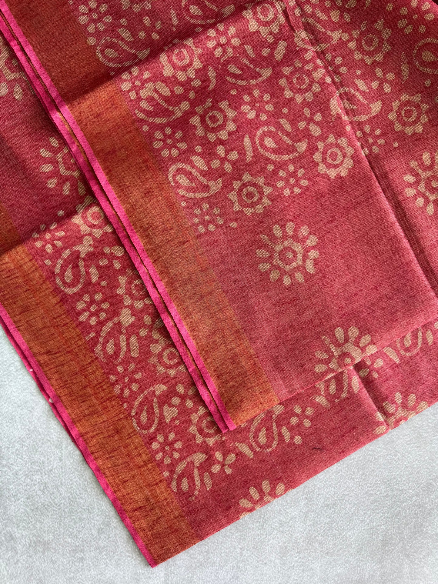 Batik Printed Tissue Cotton Saree