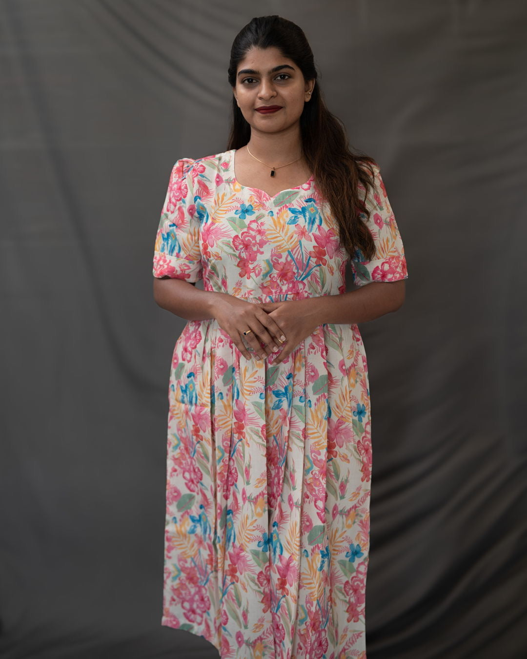 Floral Printed Rayon Umbrella Kurti