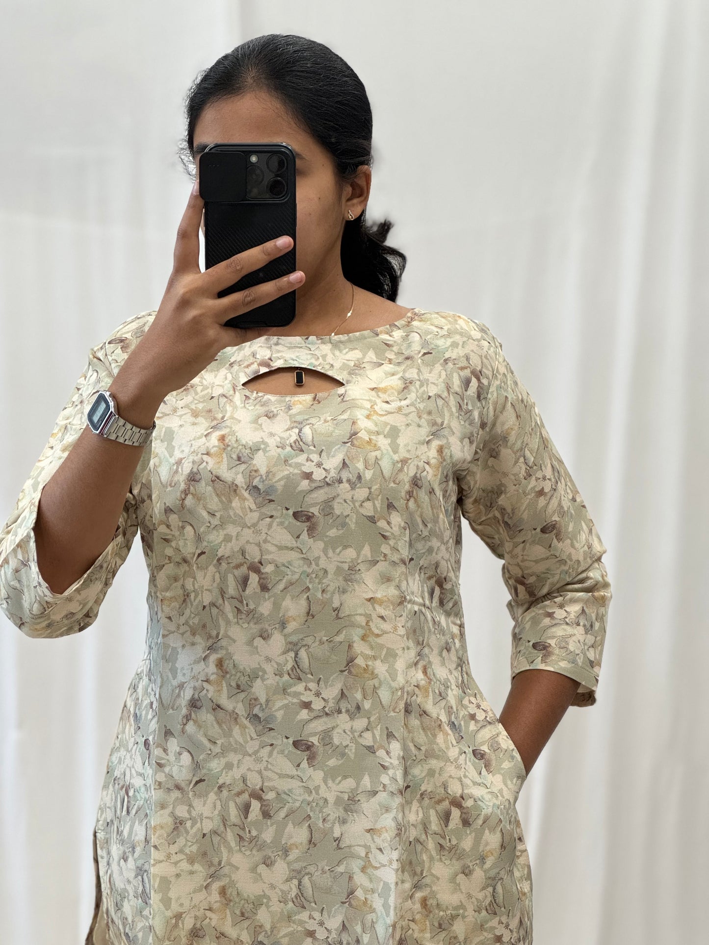 Tissue Chanderi Straight Kurti