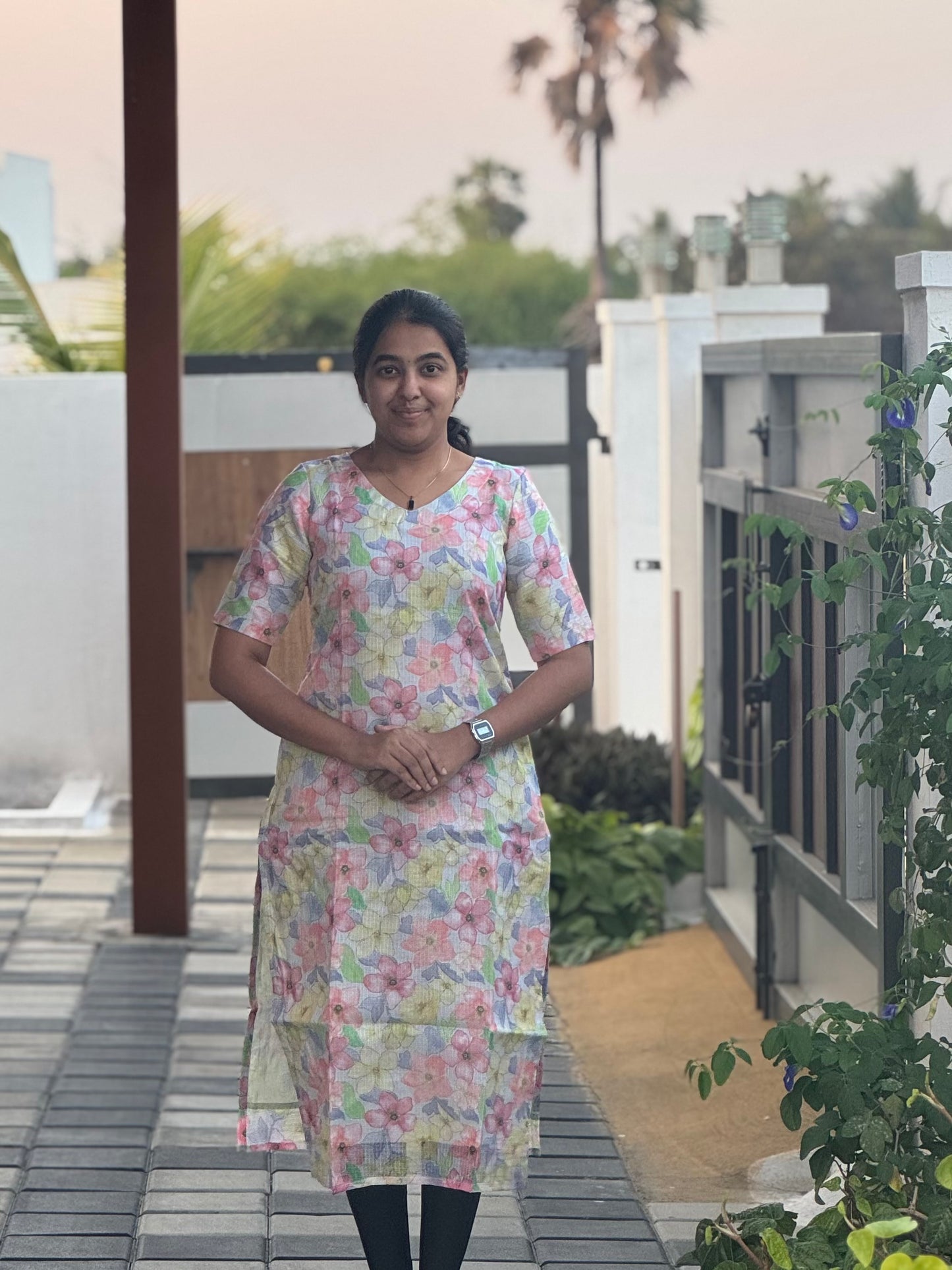 Mild Floral Kota Kurti