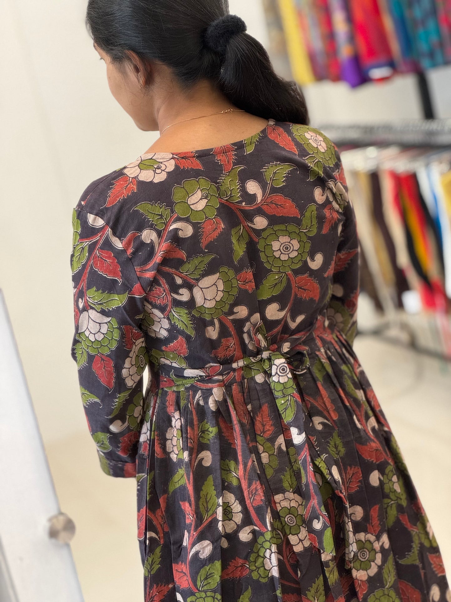 Pure Handblock Kalamkari Cotton Umbrella Kurti