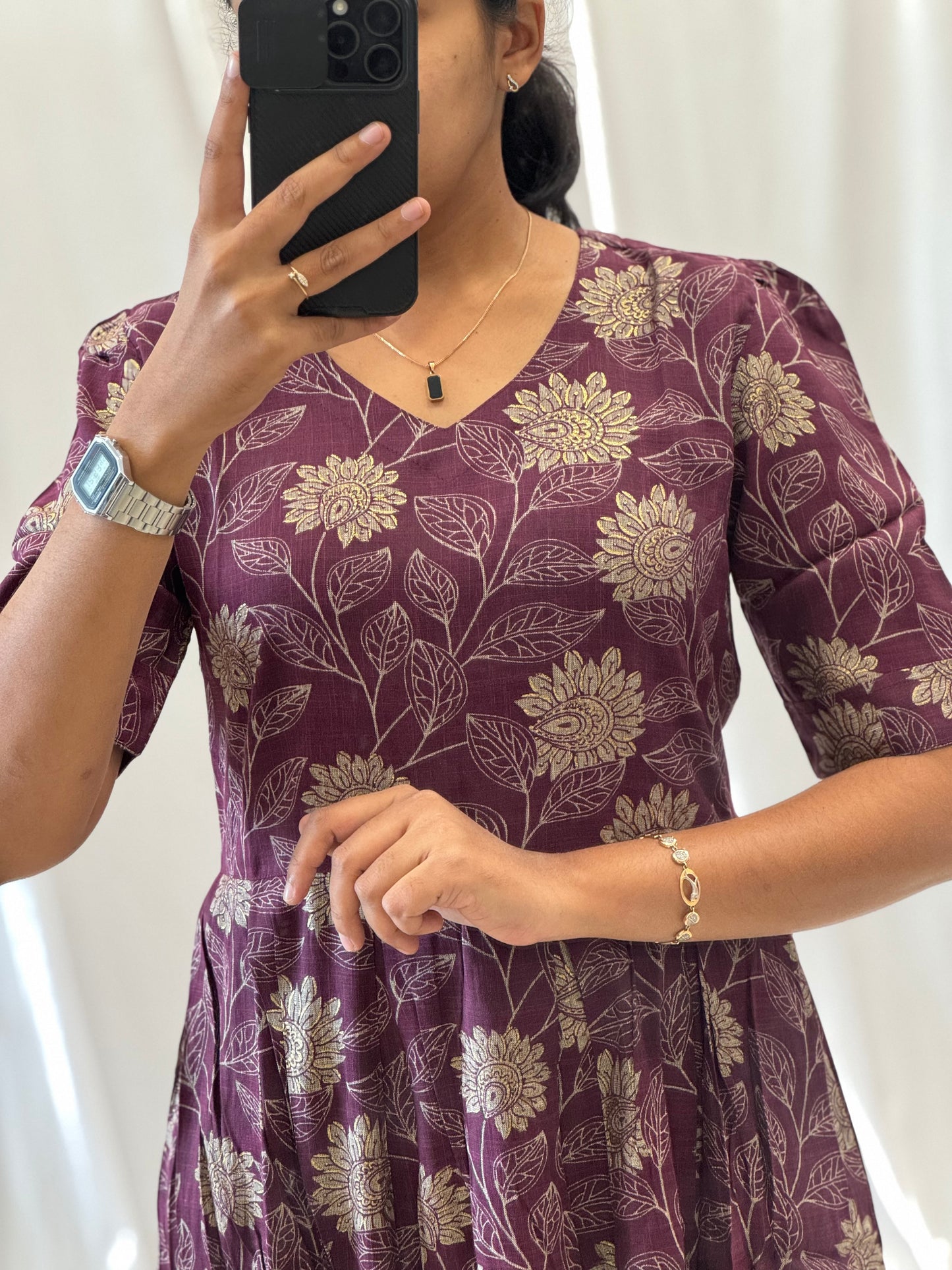 Foil Printed Rayon Umbrella Kurti
