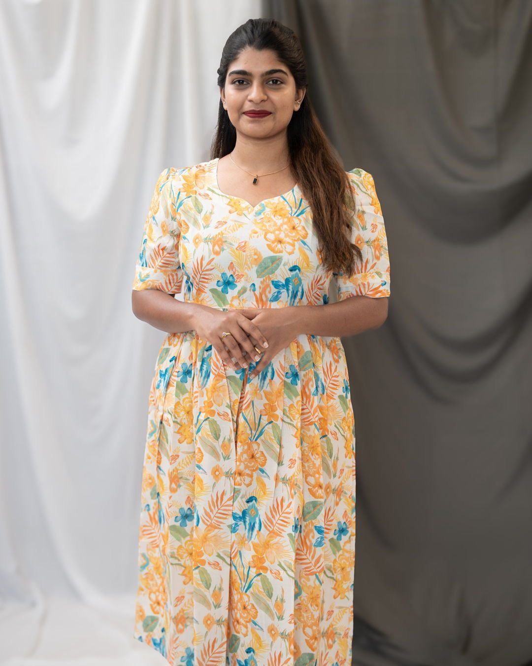 Floral Printed Rayon Umbrella Kurti
