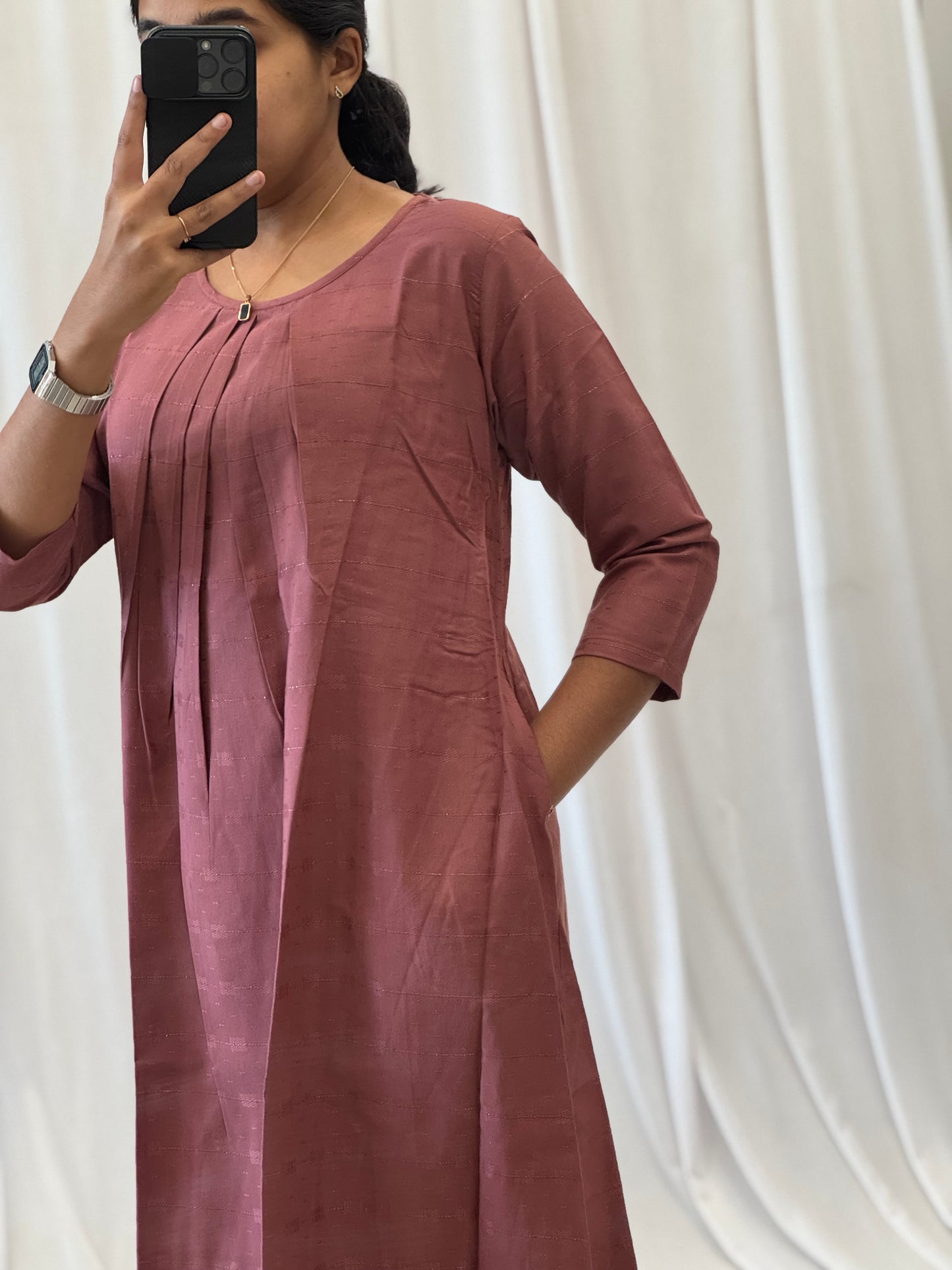 Pintuck patterned A Line Kurti