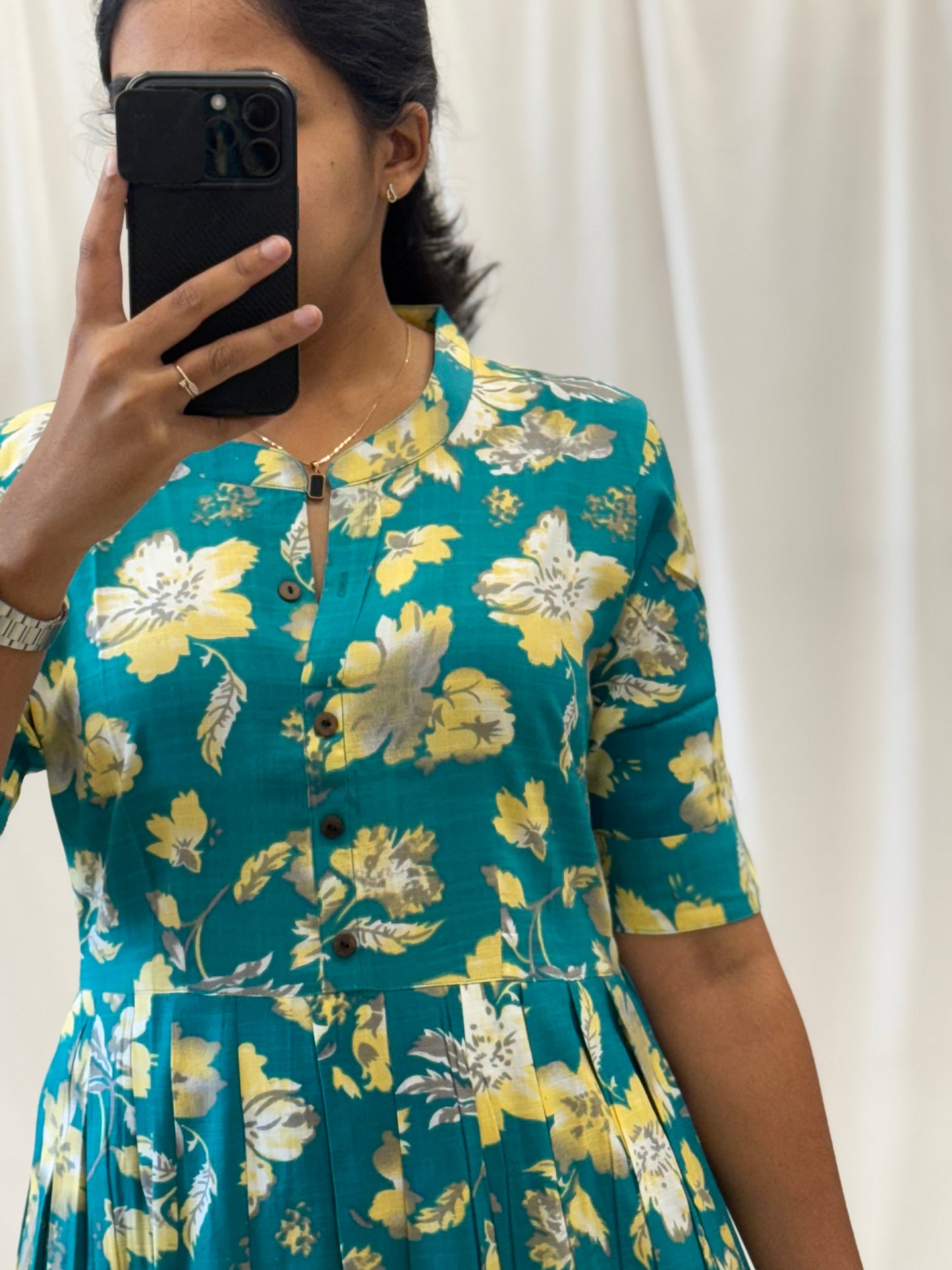 Cotton Umbrella Kurti with Chinese Collar