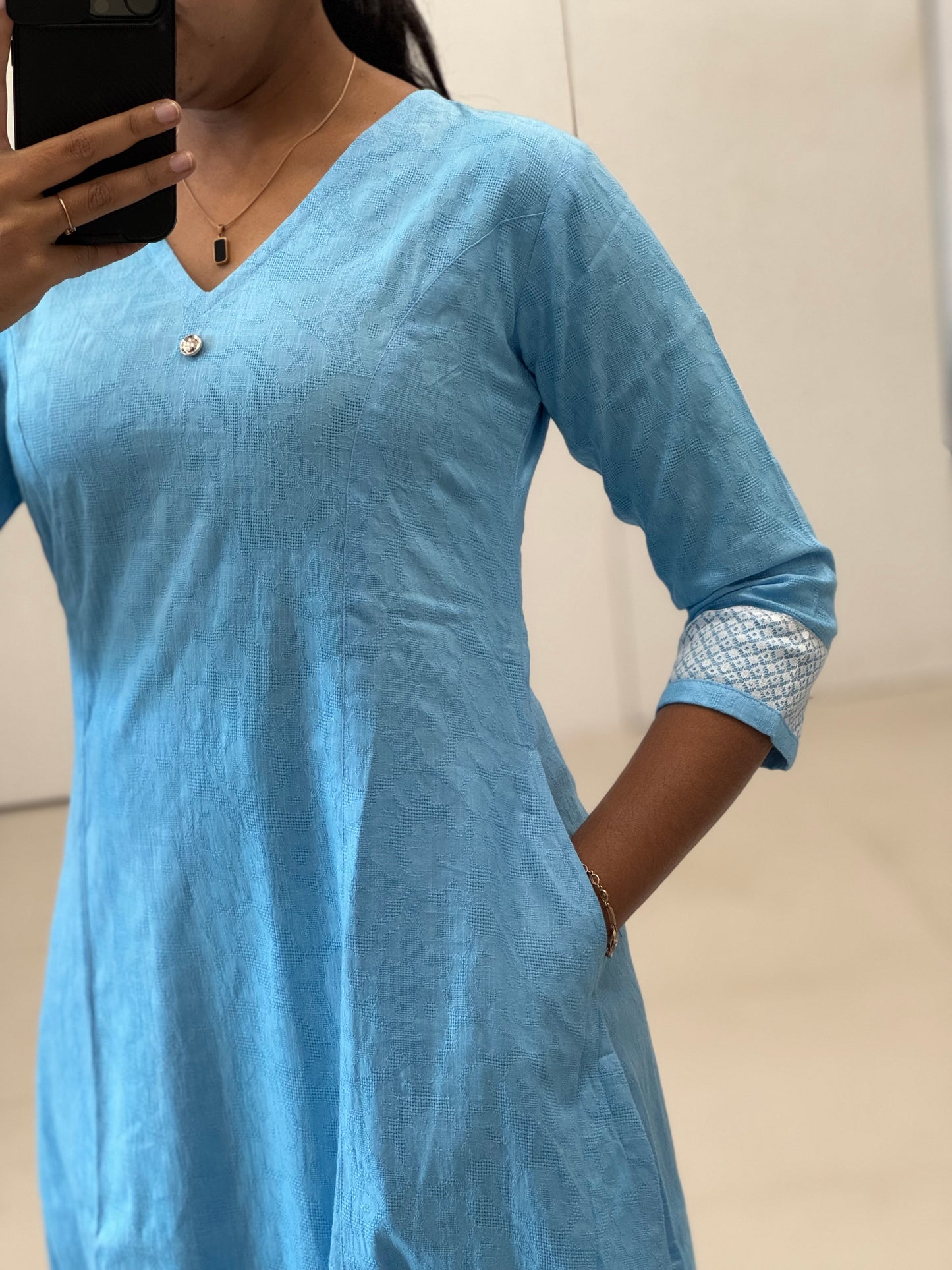 Pure Cotton Jaquard A Line Kurti