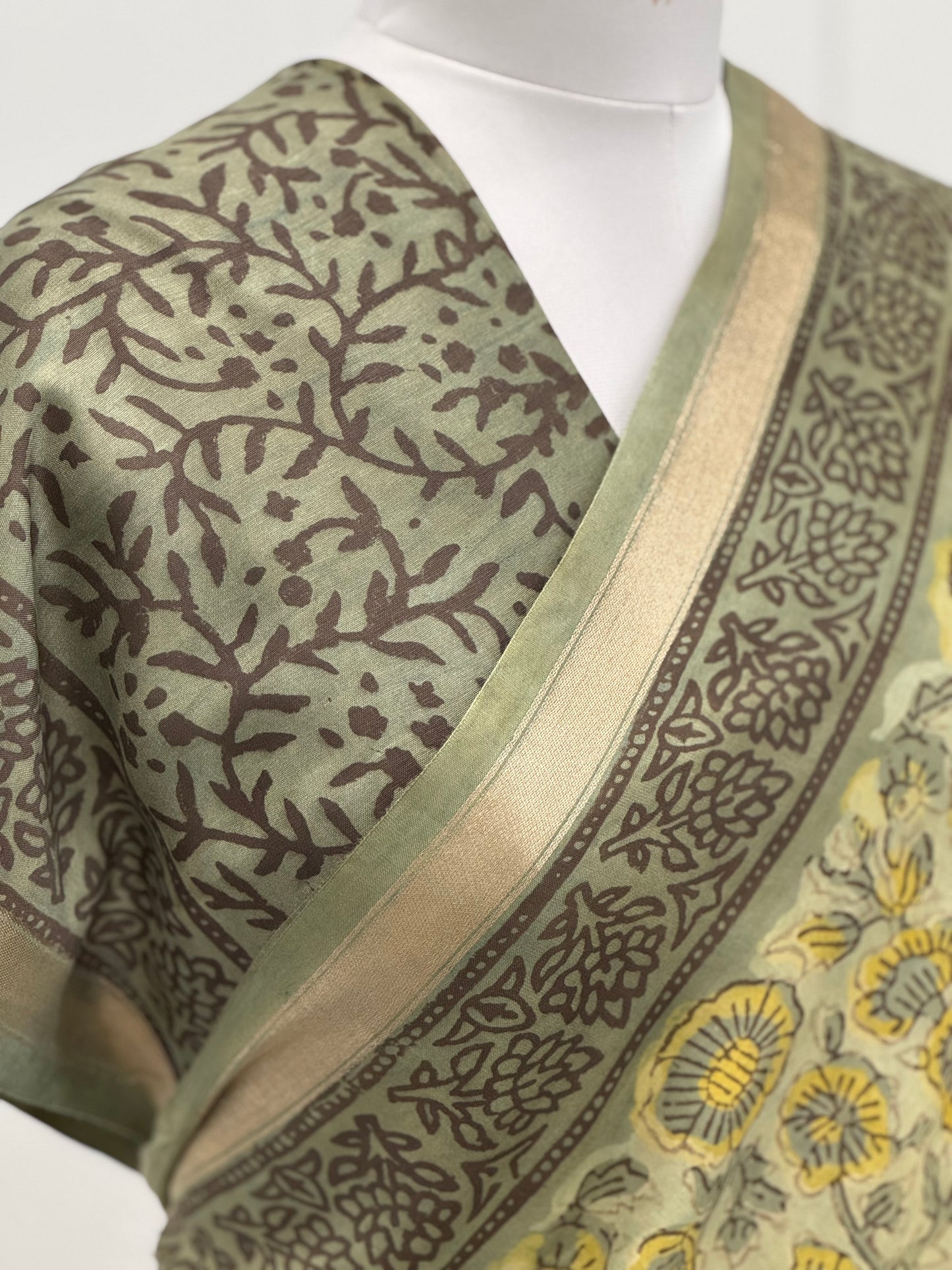 Pure Hand block printed Modal Silk Saree