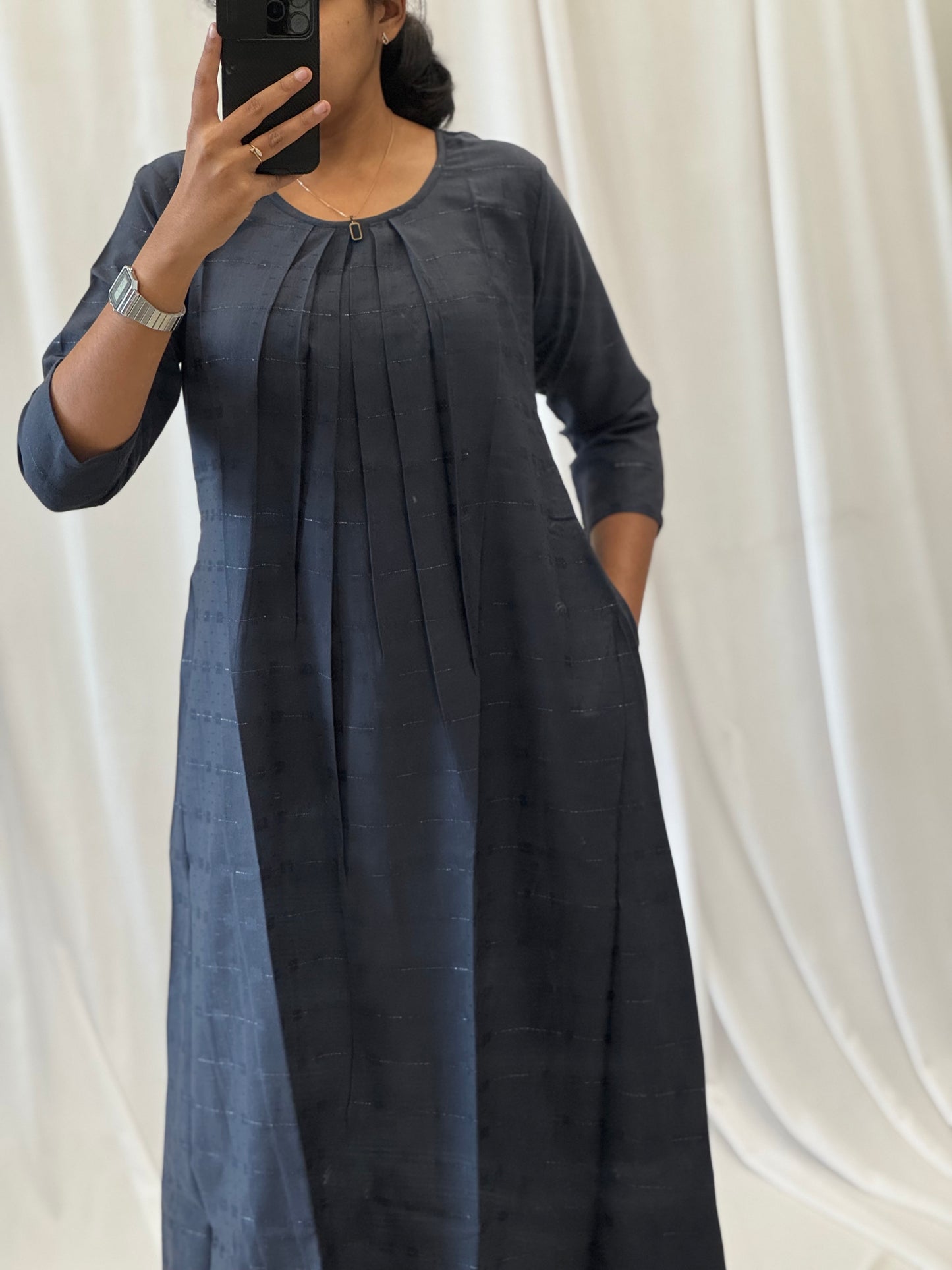 Pintuck patterned A Line Kurti