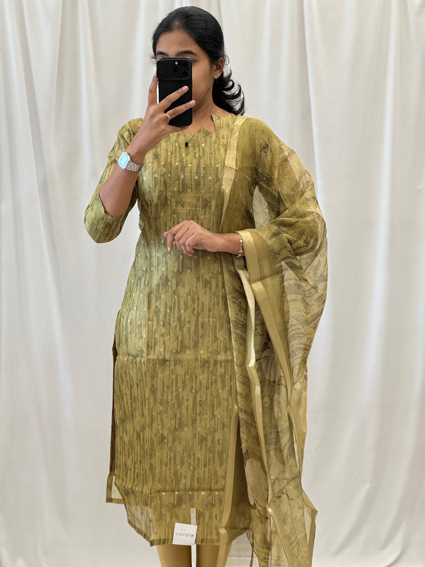Abstract Tissue Kurti with Dupatta